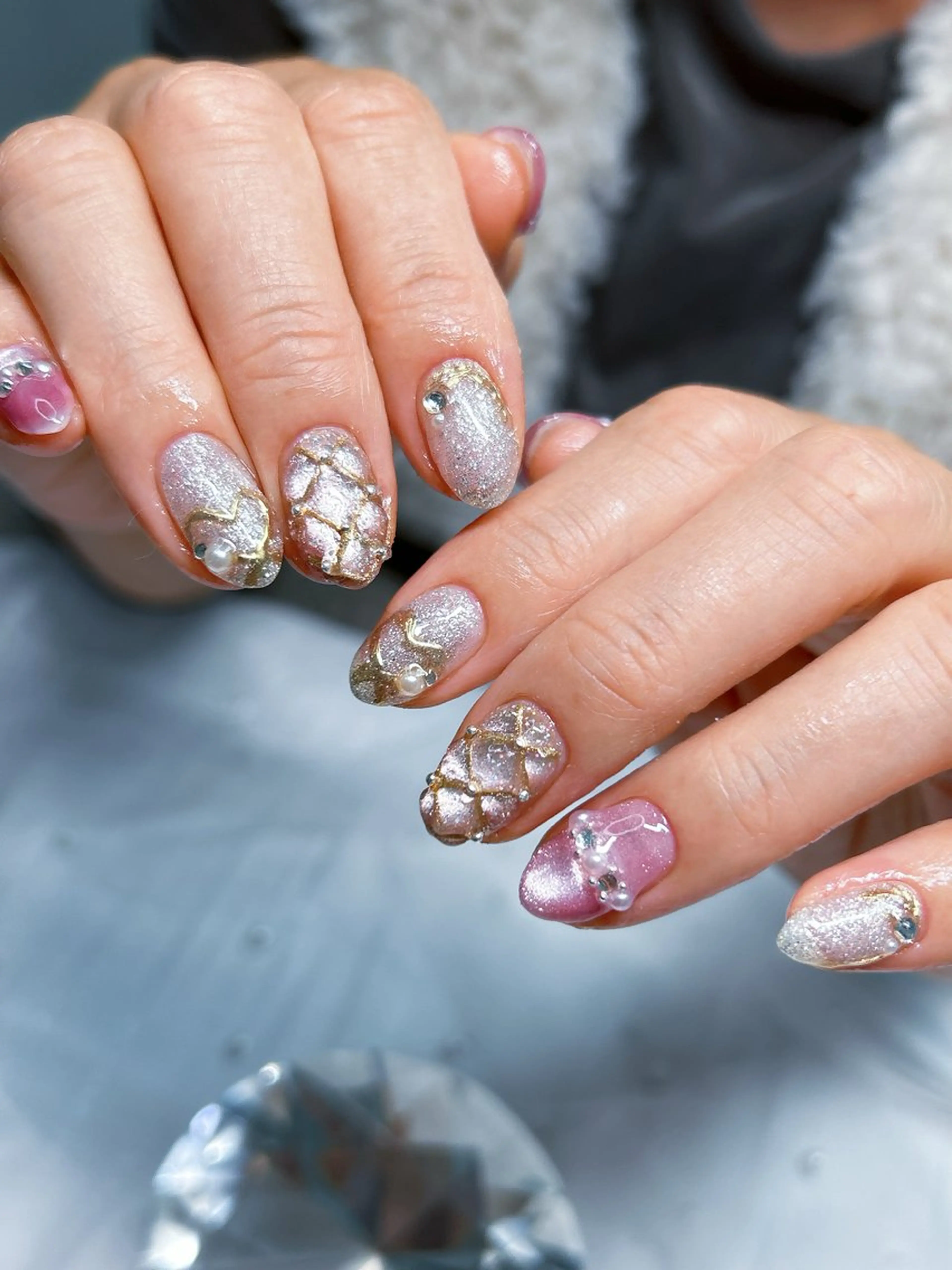 ネイル ガーリー レース リボン シンプルネイル ハンドネイル Cute Tips nailのネイルデザイン