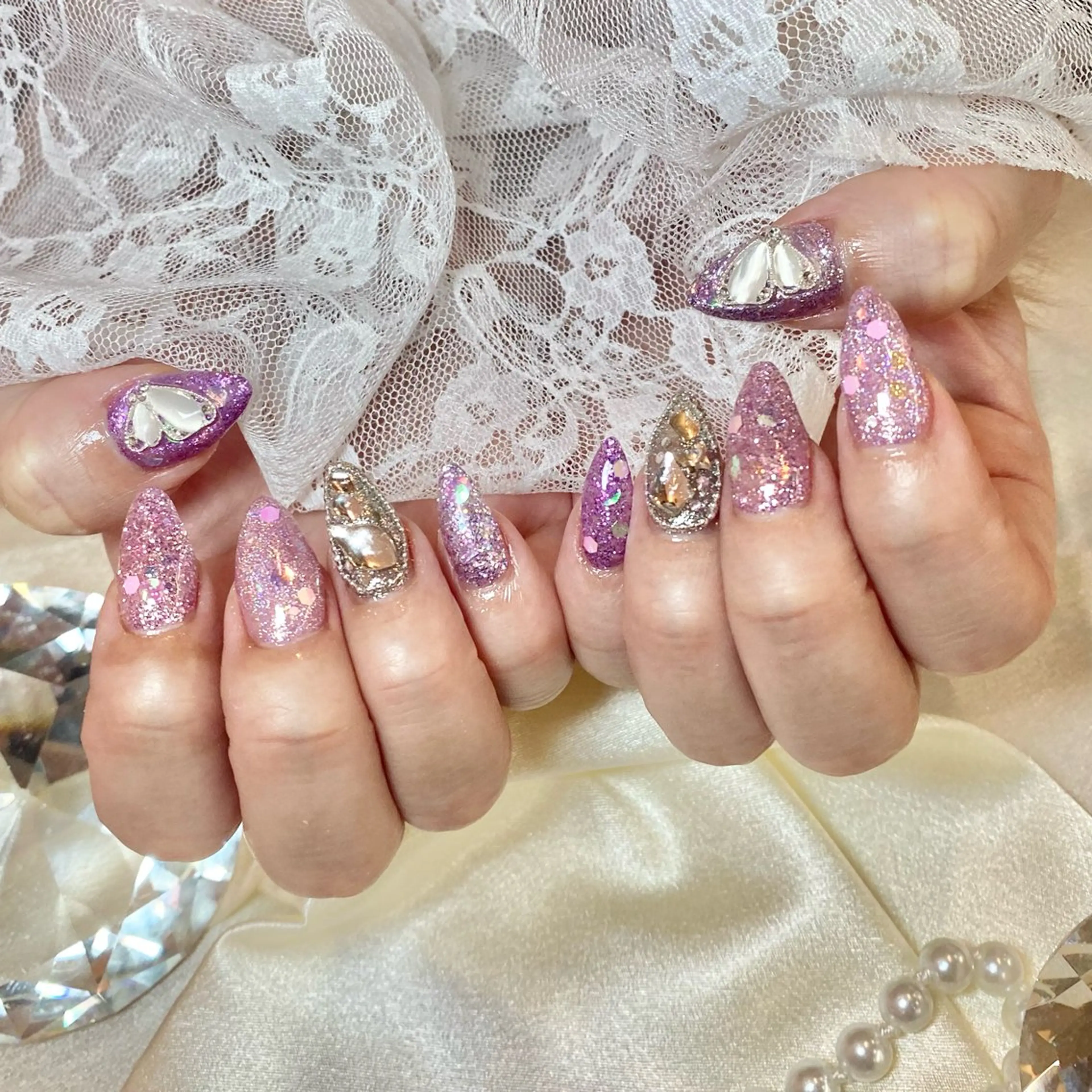 ネイル アートネイル ラメ(グリッター) ハンドネイル mio nail TANIのネイルデザイン