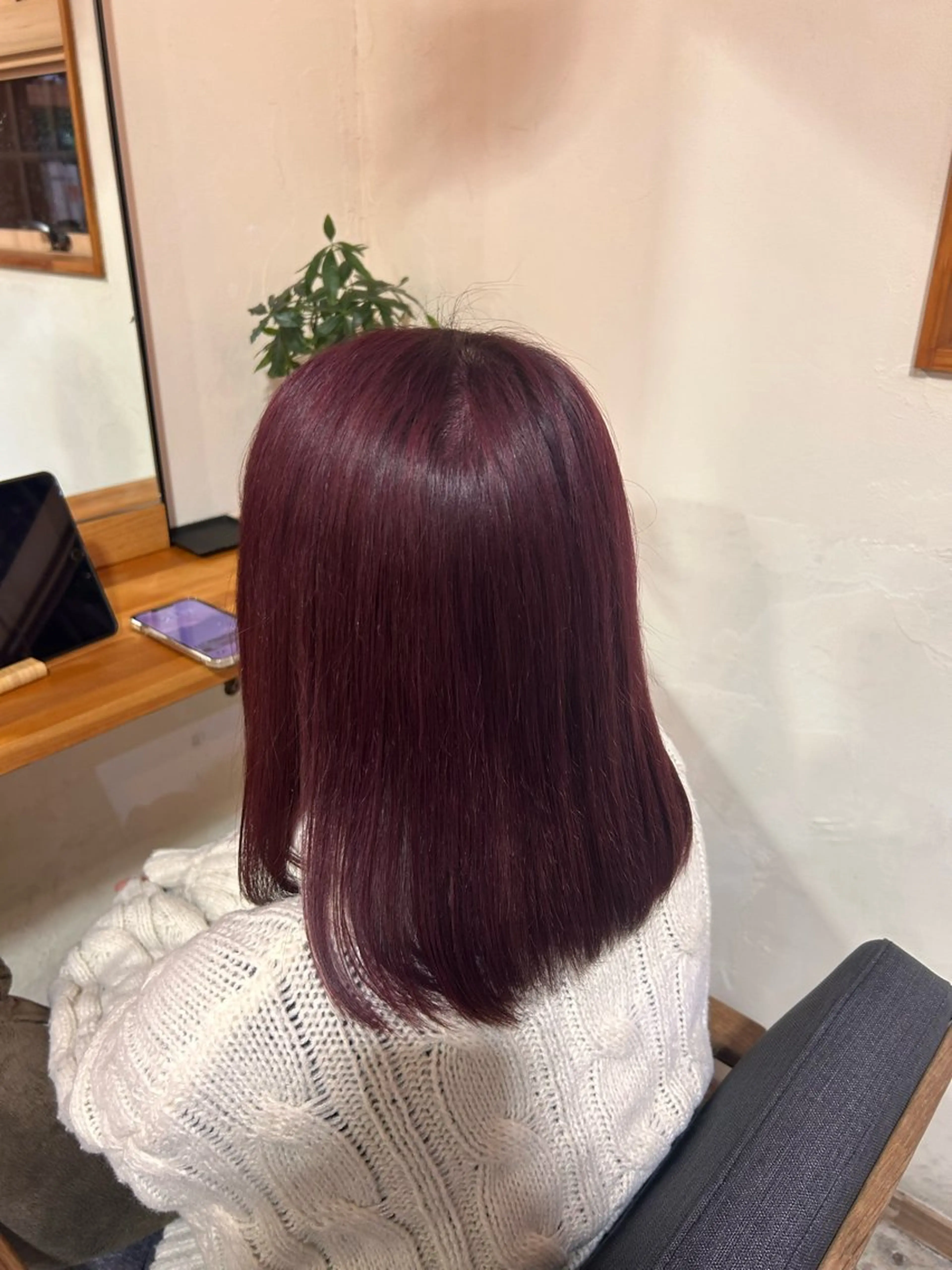 ミディアム カラー ブリーチ ピンクカラー 藤井 美陽のヘアスタイル