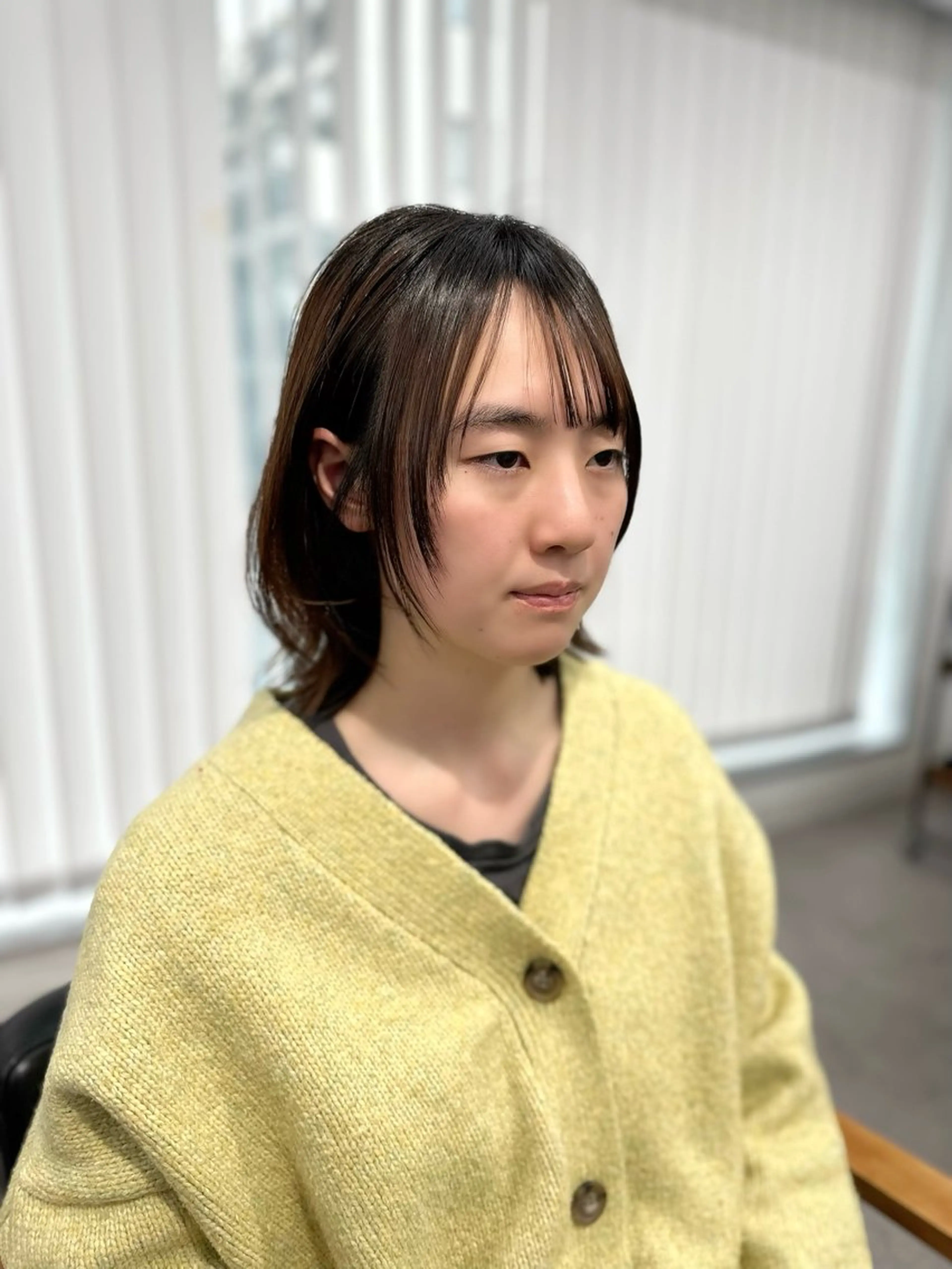 ミディアム カラー パーマ ヘアアレンジ メンズ キッズ レイヤーカット 🌿透け感カラーのヘアスタイル