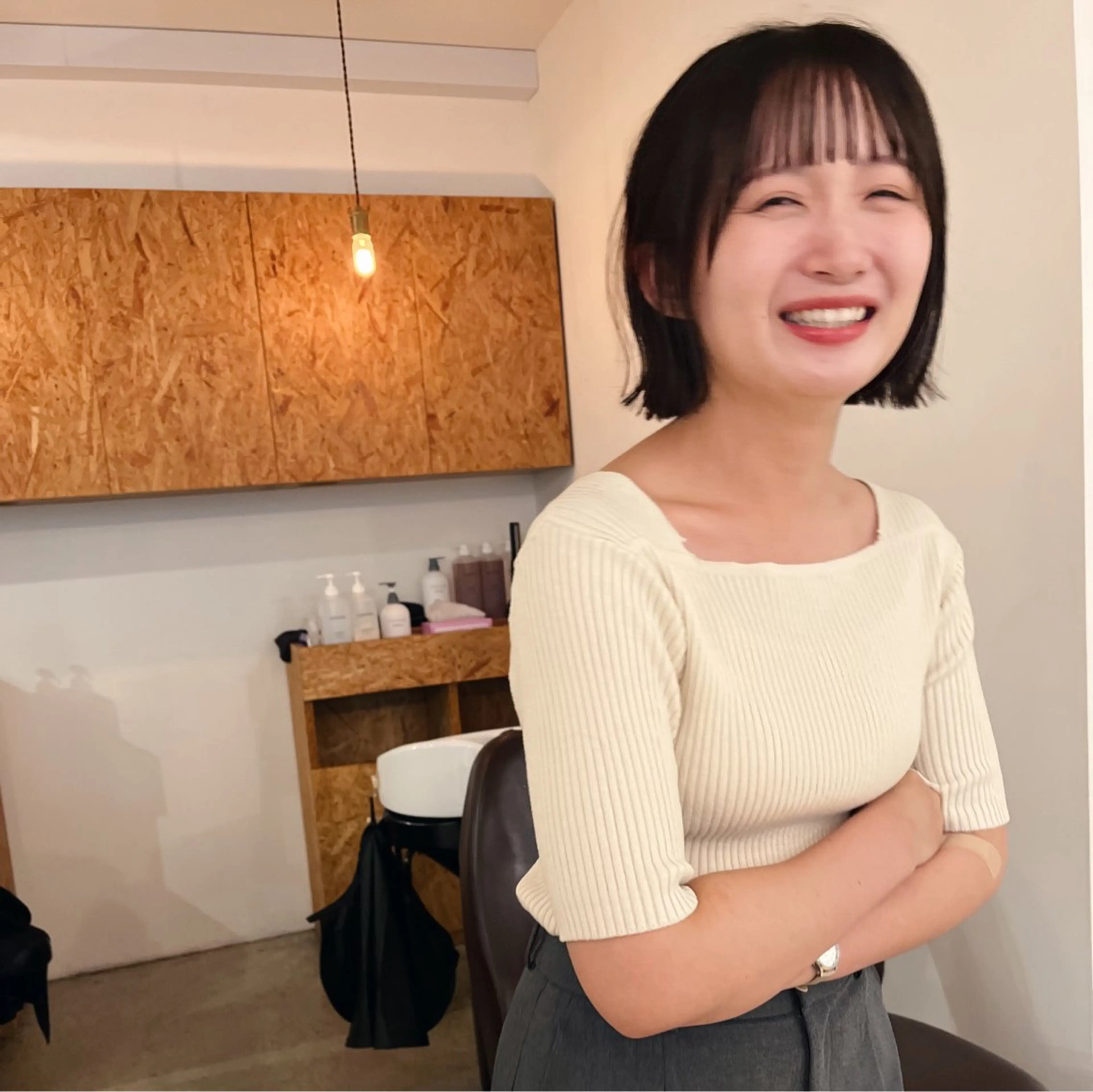 ショート ボブ 暖色/パーマ 🌼クニトウメイのヘアスタイル