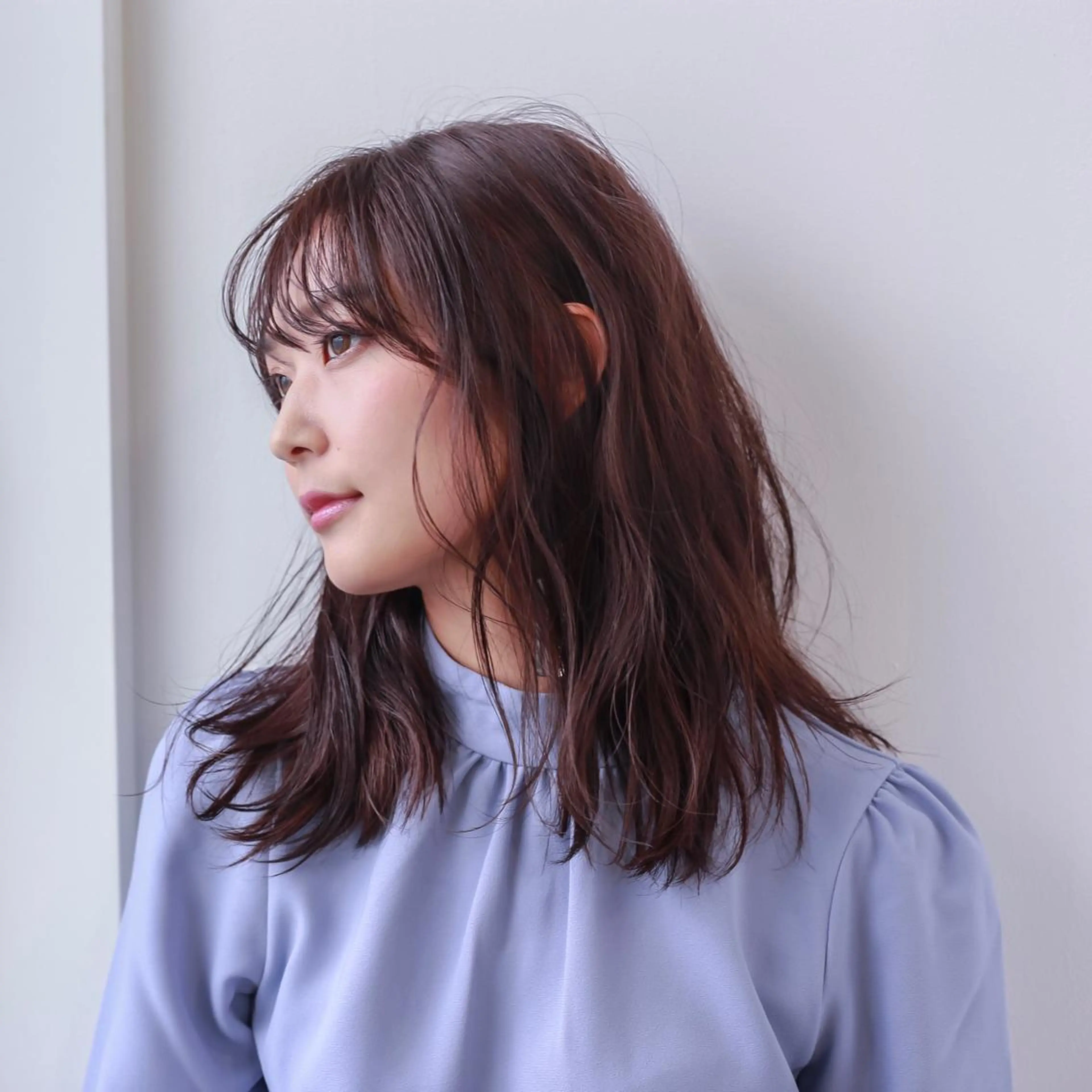 セミロング カラー ラベンダーカラー nessヤマサキ リュウタのヘアスタイル