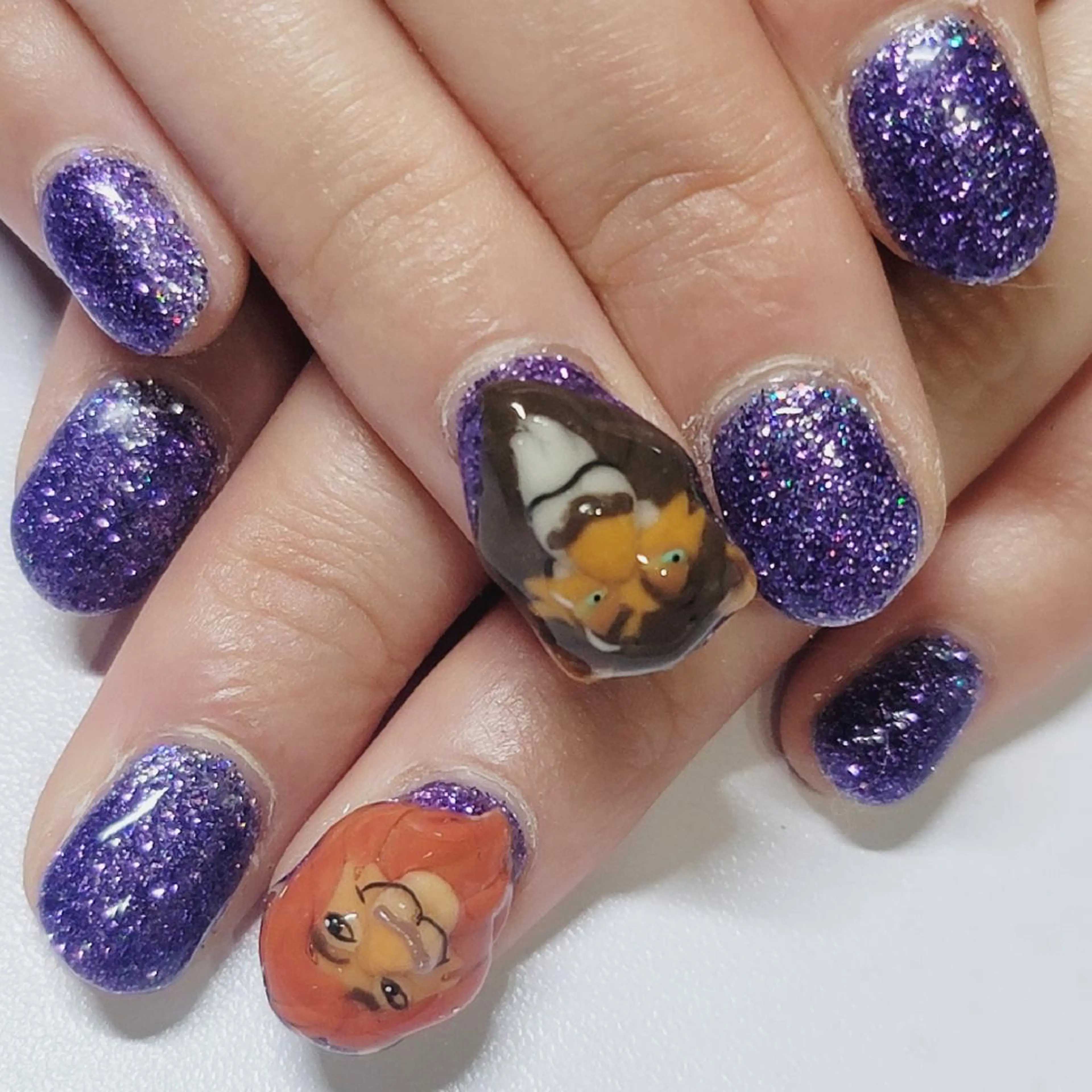 ネイル アートネイル ラメ(グリッター) ワンカラーネイル パープル ハンドネイル よしだ ひろきのネイルデザイン