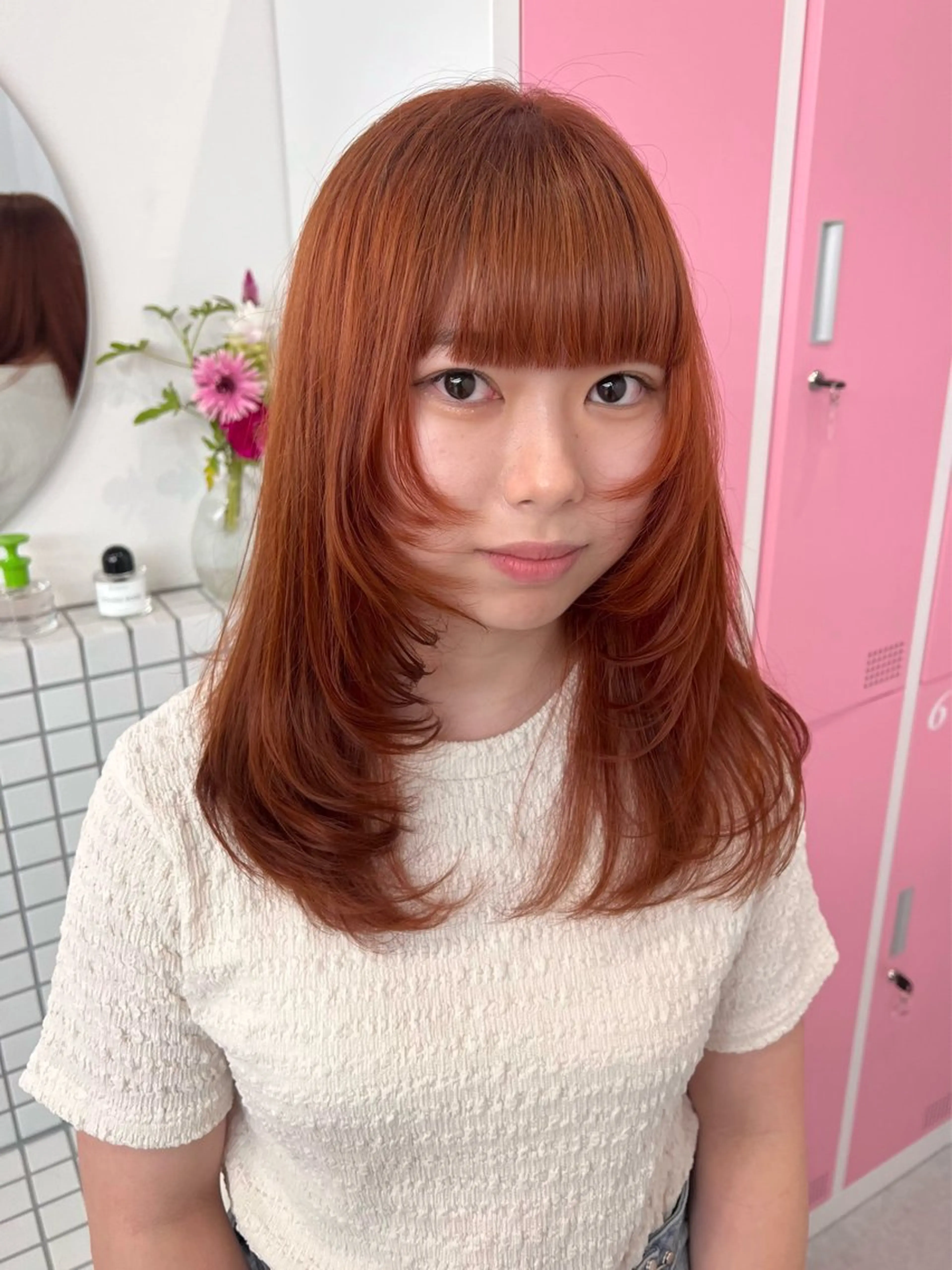 ロング カラー ブリーチ ブラウンカラー ケアブリーチ ハイトーンカラー オレンジ 名古屋美容院 / keinaのヘアスタイル