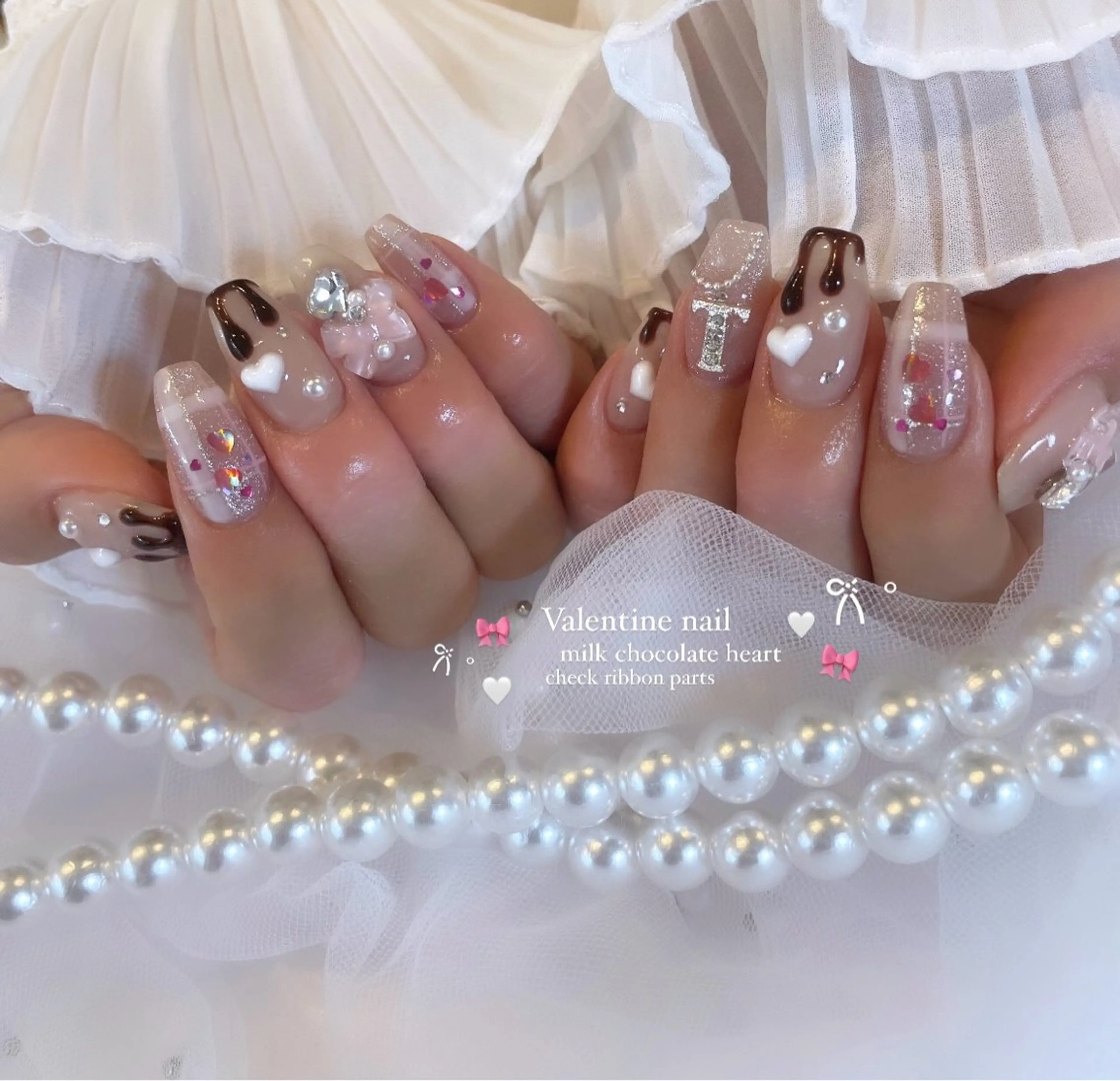 ネイル バレンタイン ハンドネイル nail salon Lunasisのネイルデザイン