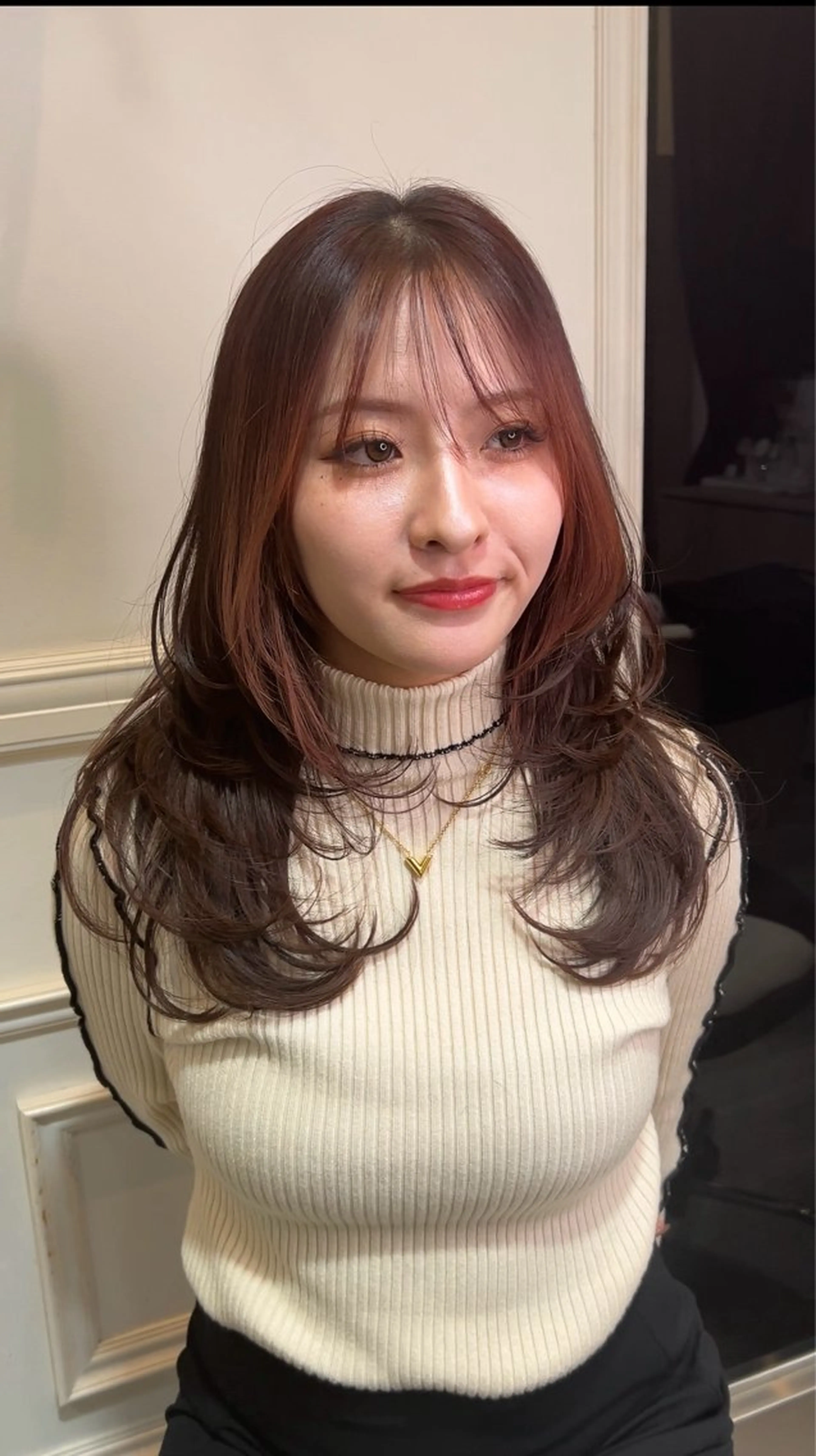 ロング カラー 韓国風ヘア レイヤーカット 小顔カット カット 野田阪神/レイヤー/ ハイライト/yuuのヘアスタイル