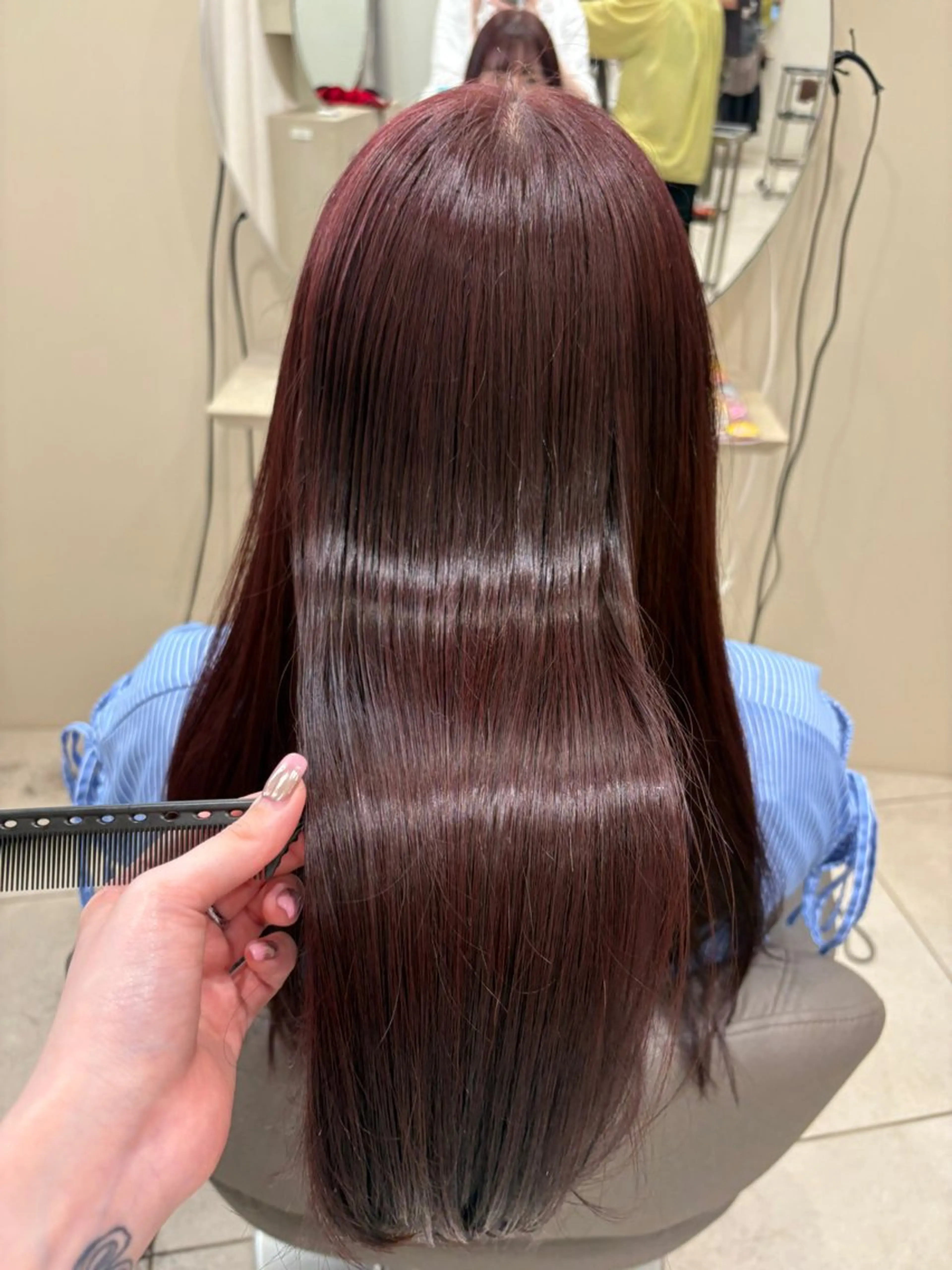 ロング カラー 酸性ストレート 似合わせカットカラー りおなのヘアスタイル