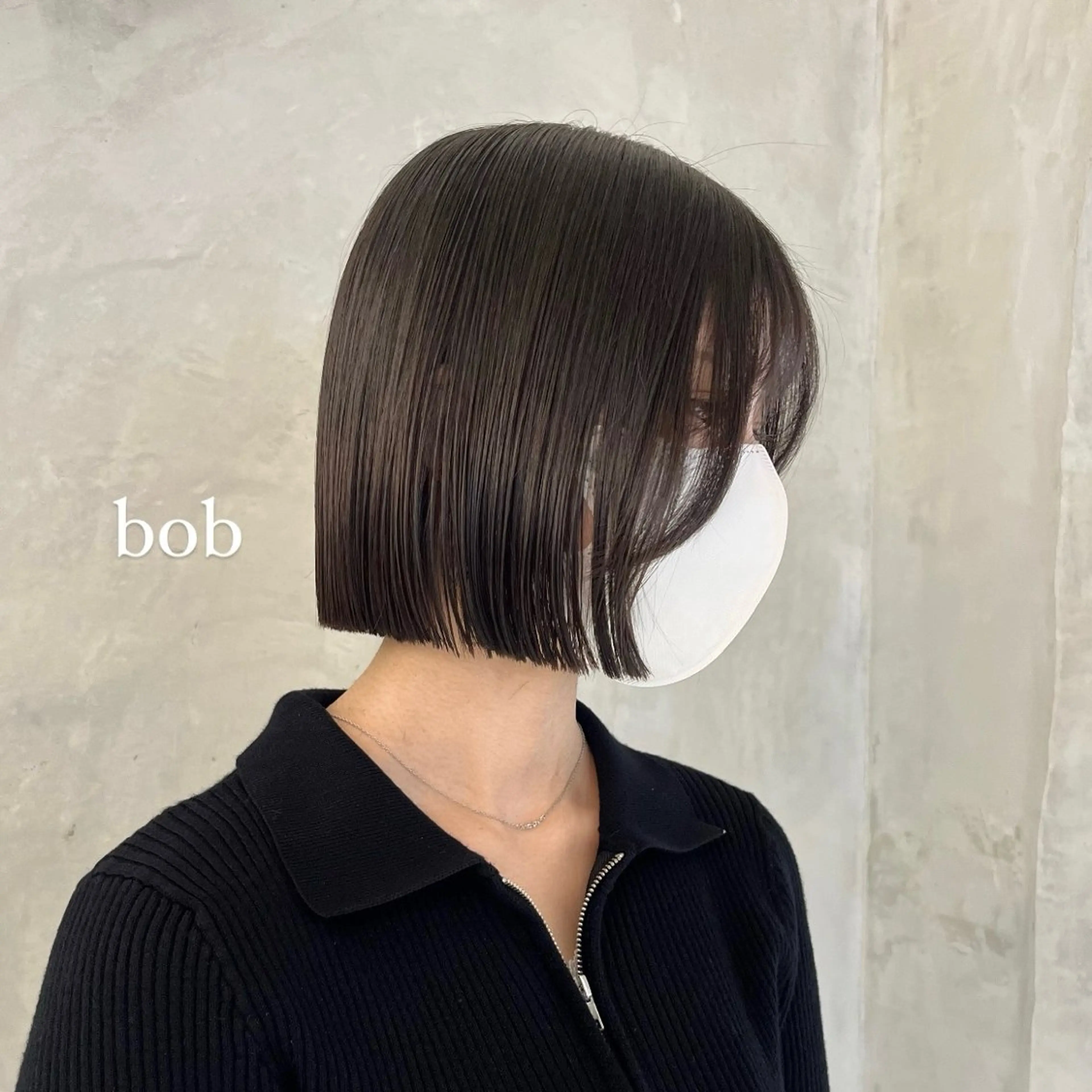 ミディアム 切りっぱなしボブ ボブ カット トリートメント 切りっぱなしボブ/ 艶カラー/綾莉のヘアスタイル