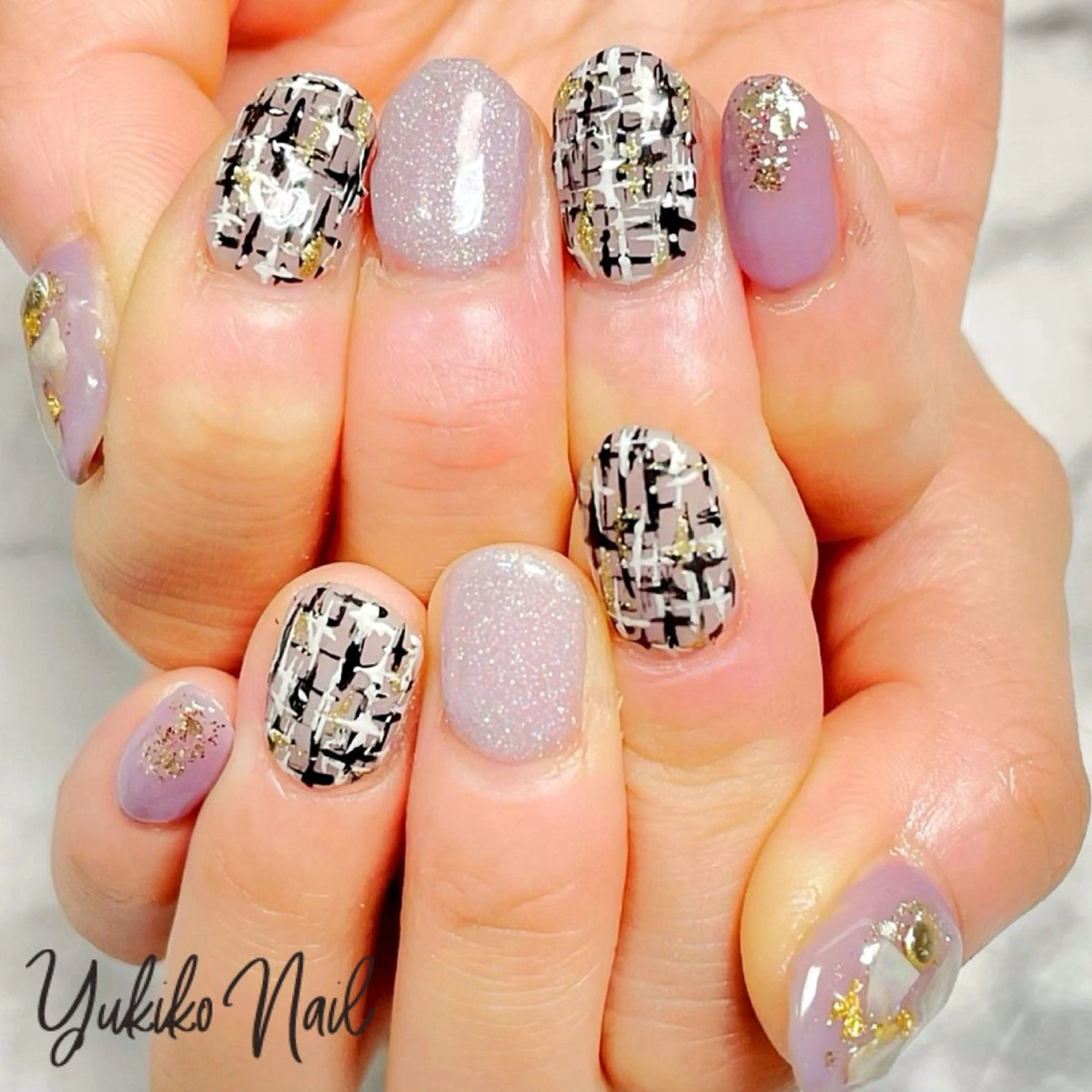 ネイル ツイードネイル 冬ネイル ユキコ ネイルのネイルデザイン