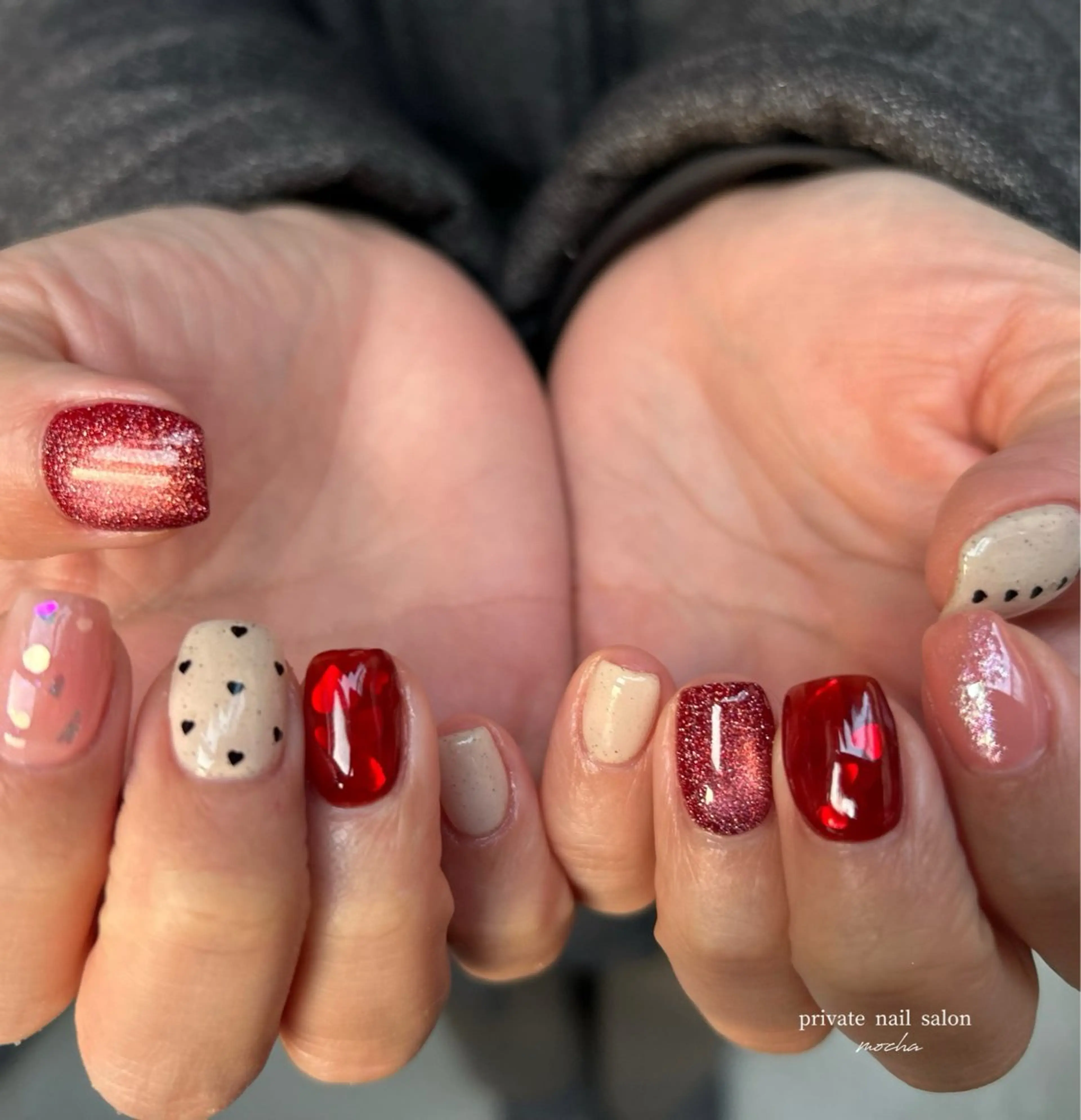 ネイル カジュアル フレンチネイル マグネットネイル ミラーネイル ニュアンスネイル ハンドネイル mocha nailのネイルデザイン