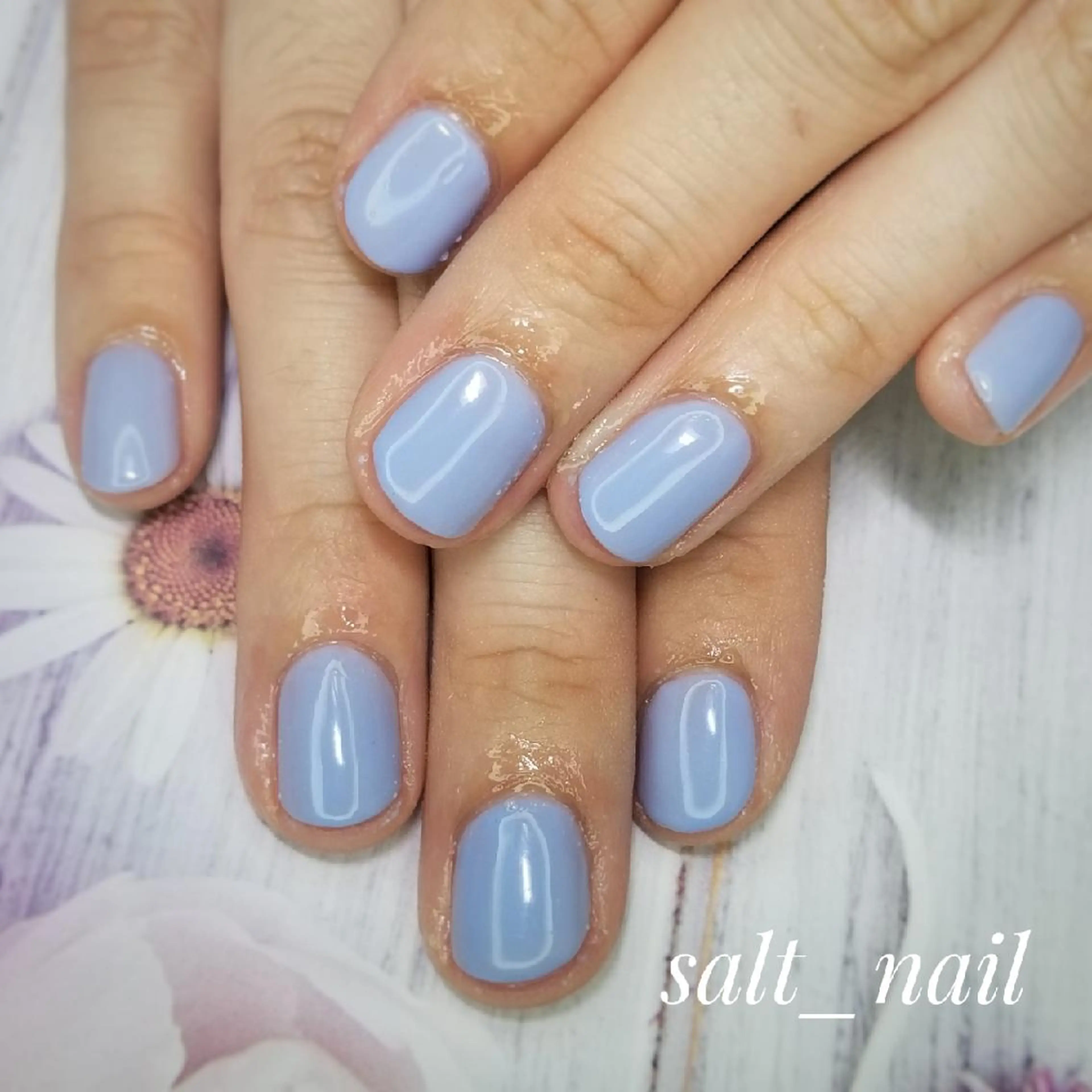 ネイル ブルー ワンカラーネイル パステルネイル 個人サロン saltnailのネイルデザイン