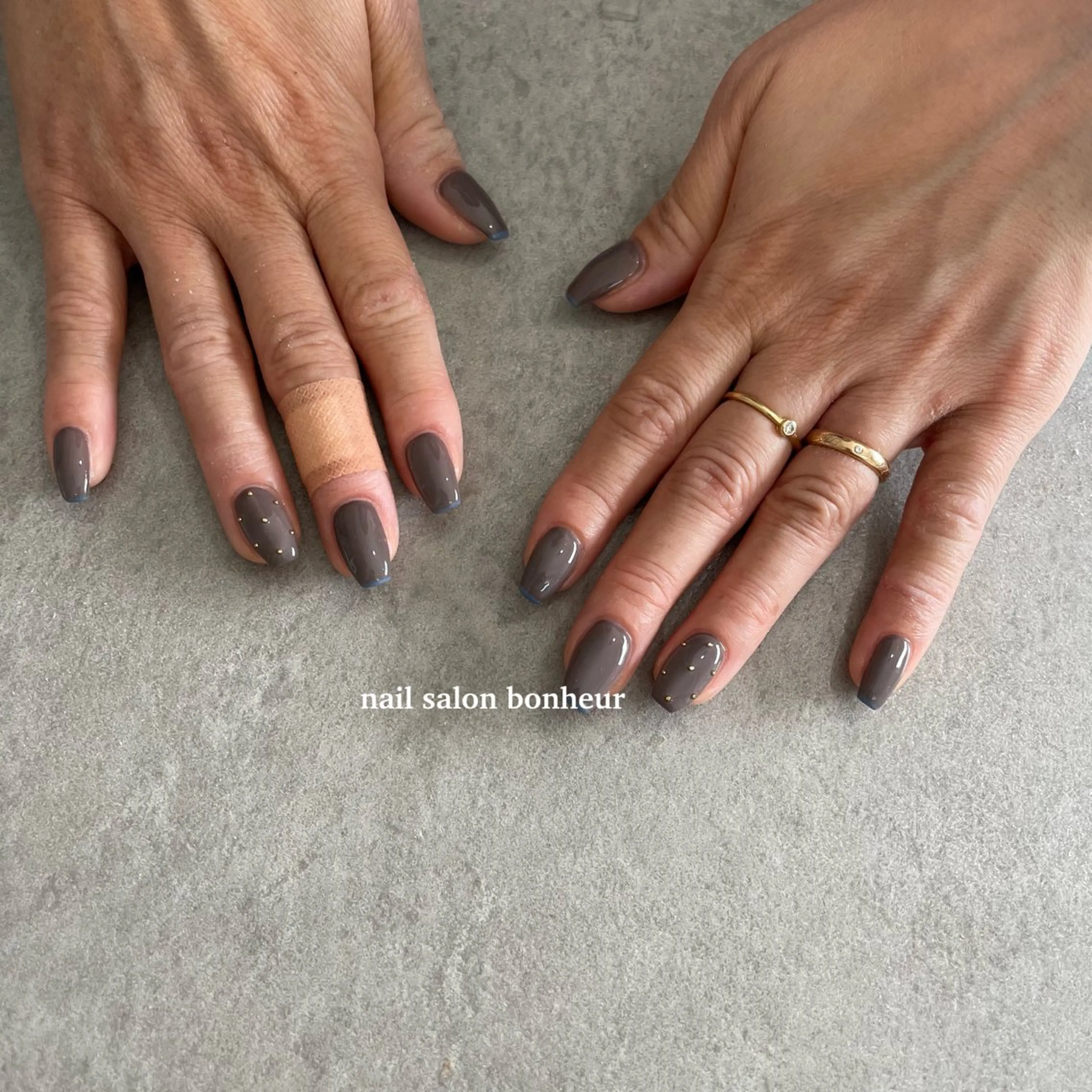 ネイル ブルー フレンチネイル ハンドネイル nail salon bonheurのネイルデザイン