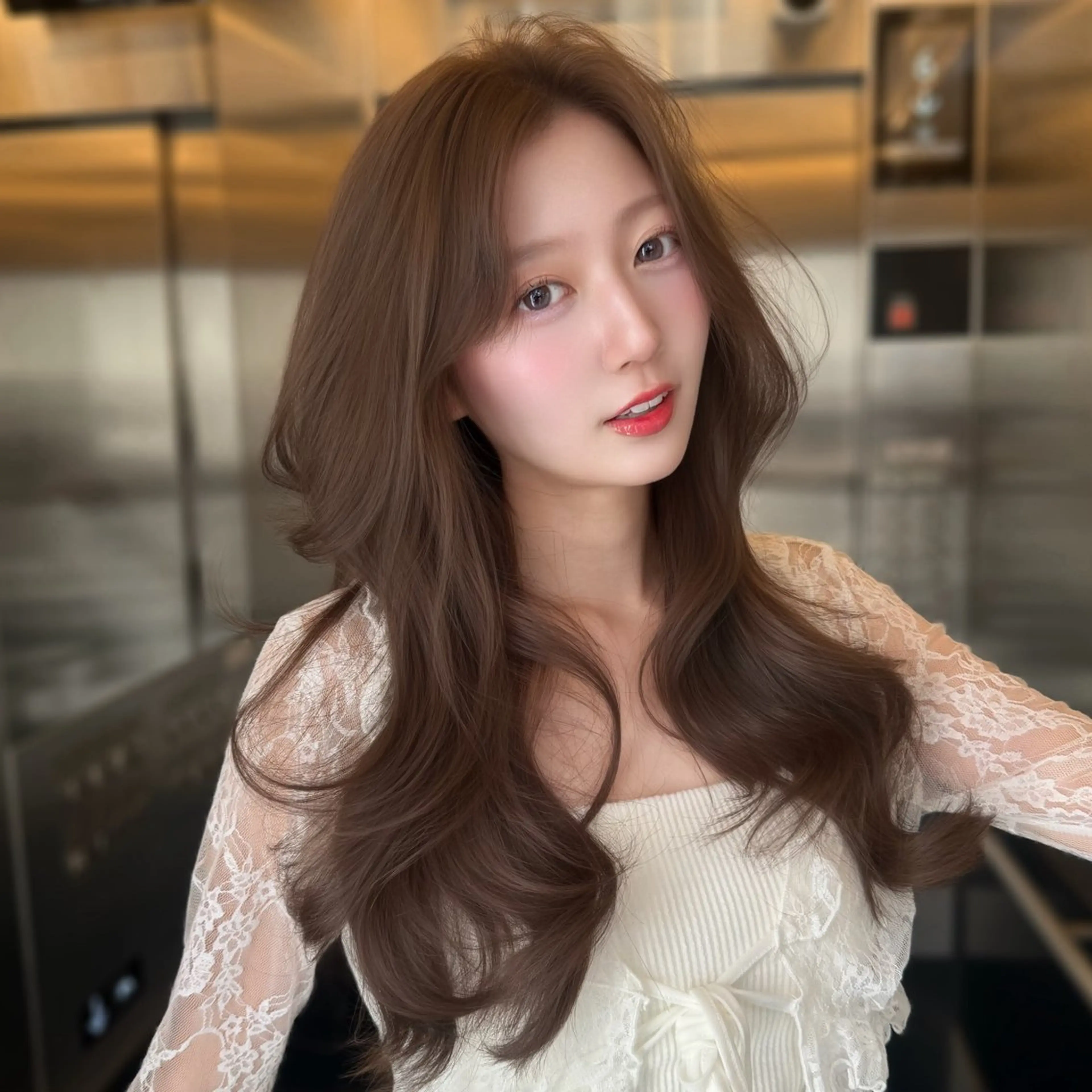 セミロング カラー カット ヘアカラー トリートメント 新宿/韓国レイヤー 髪質改善カラー/角所のヘアスタイル