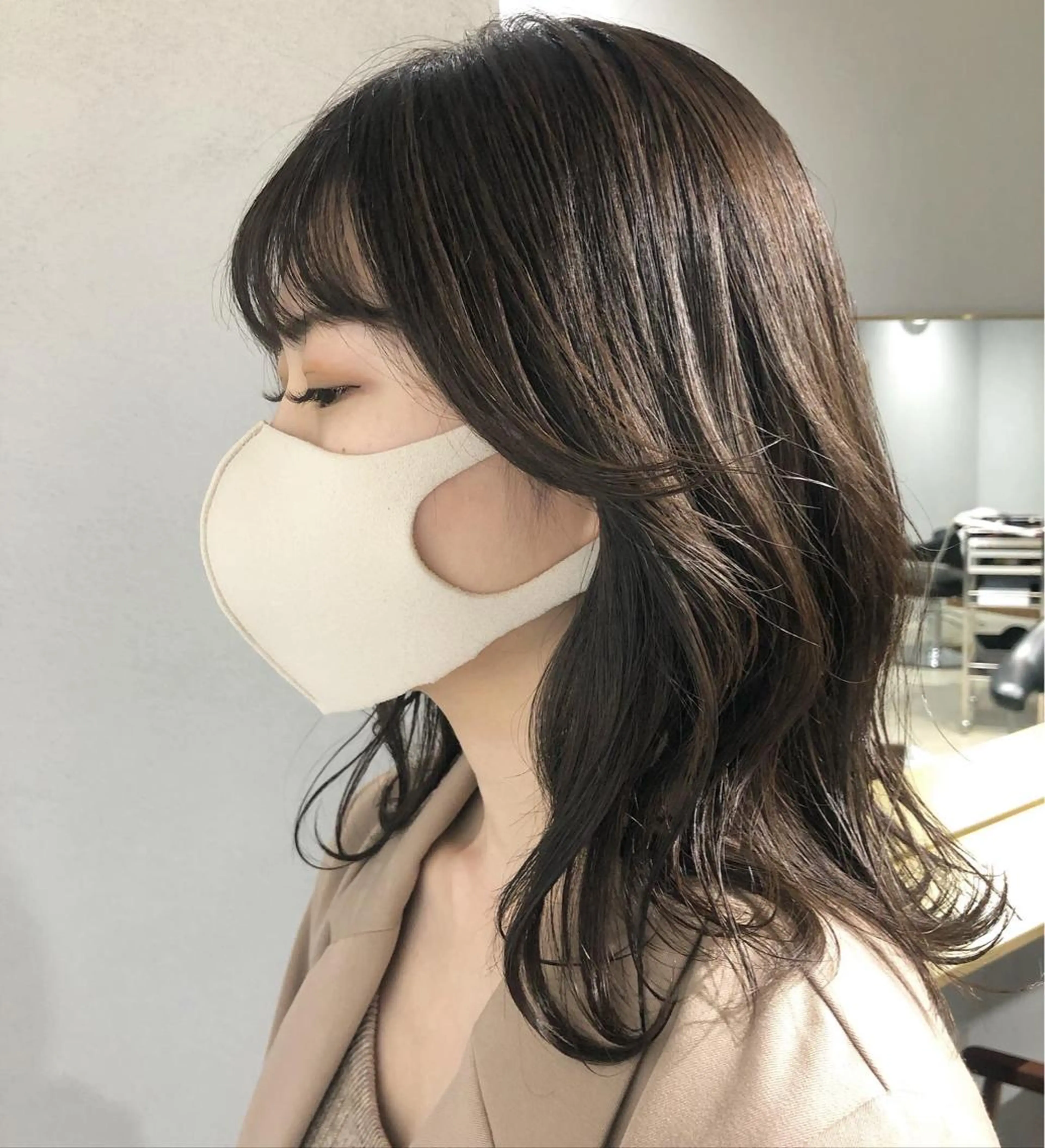 セミロング カラー パーマ akane/ボブ /オリーブベージュのヘアスタイル