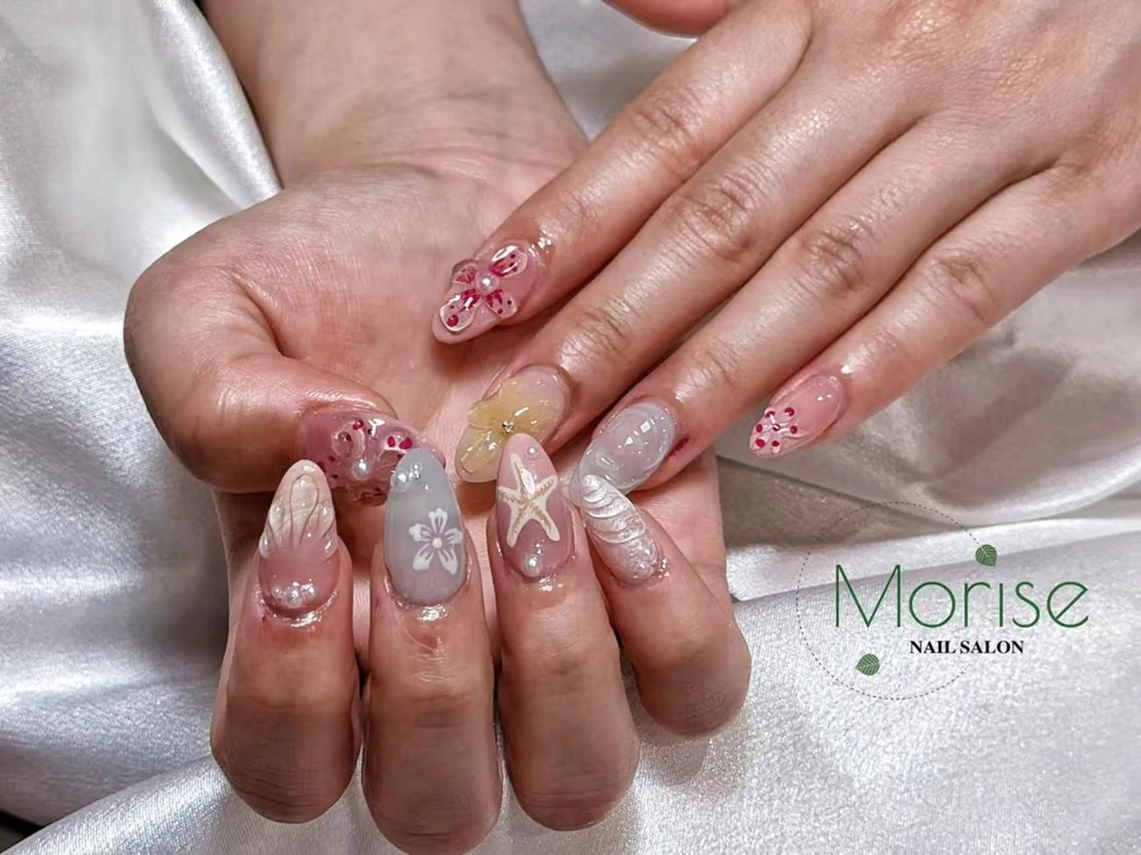 ネイル 長さ出し フレンチネイル ジェルネイル ガラスフレンチ 韓国ネイル ハンドネイル ハンドケア MoriseNail Jr研修💜イシダのネイルデザイン