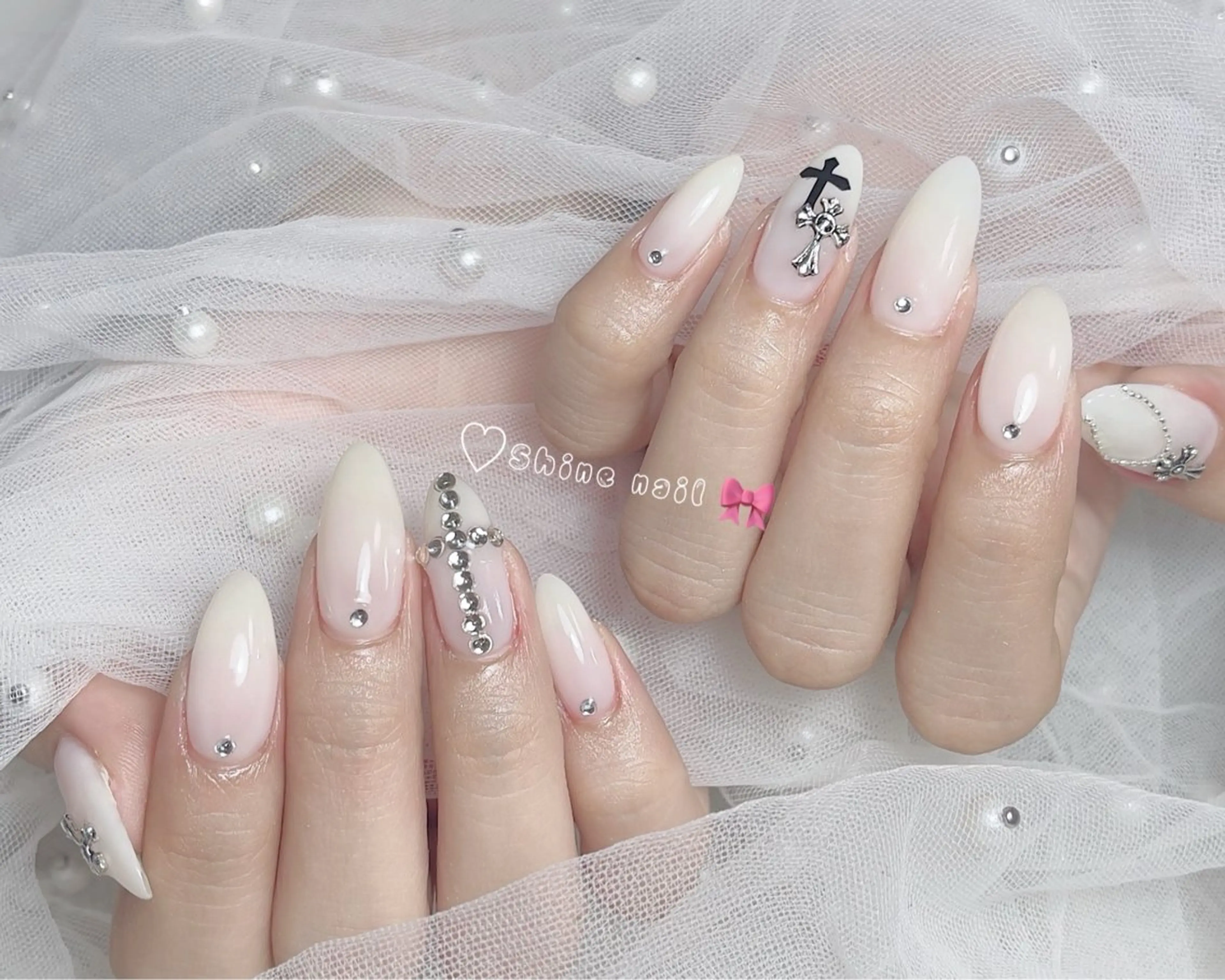 ネイル ハンドネイル shine 🎀 長さだし&デザインのネイルデザイン