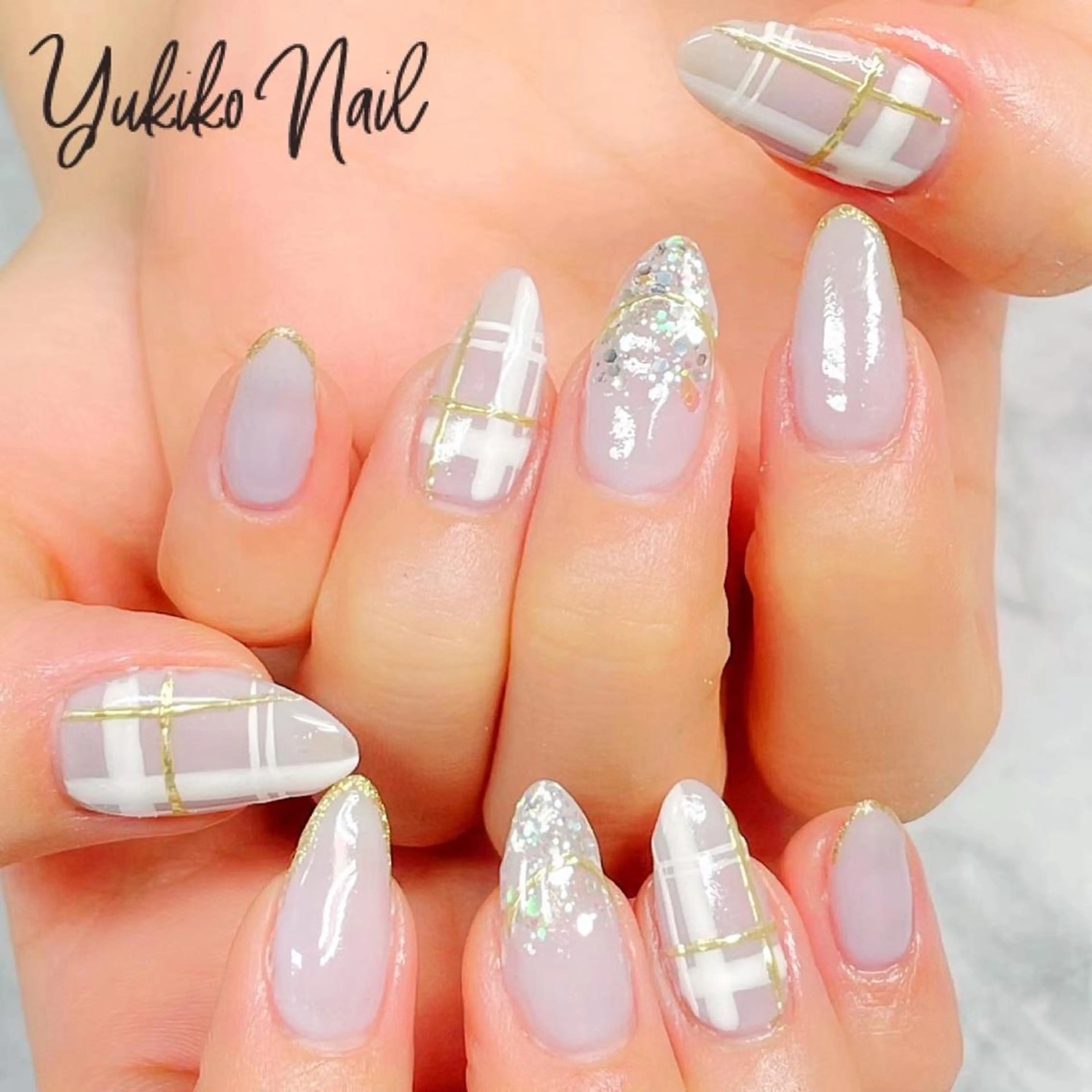 ネイル ブルー 長さ出し 冬ネイル ハンドネイル ユキコ ネイルのネイルデザイン