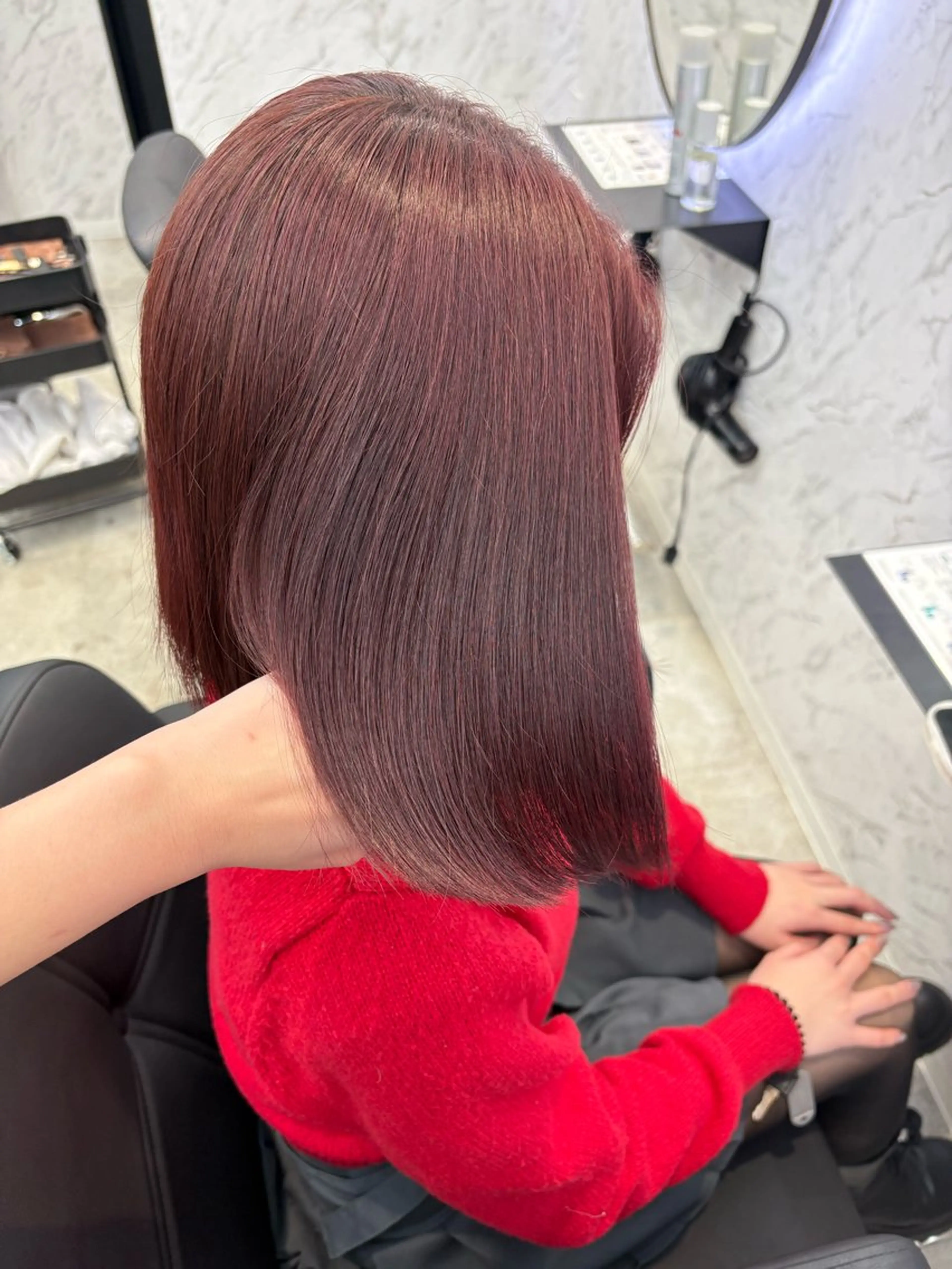 ミディアム カラー レッドカラー ヘアカラー 韓国風ヘア🎀🩶 /♡𝓝𝓸𝓪♡のヘアスタイル