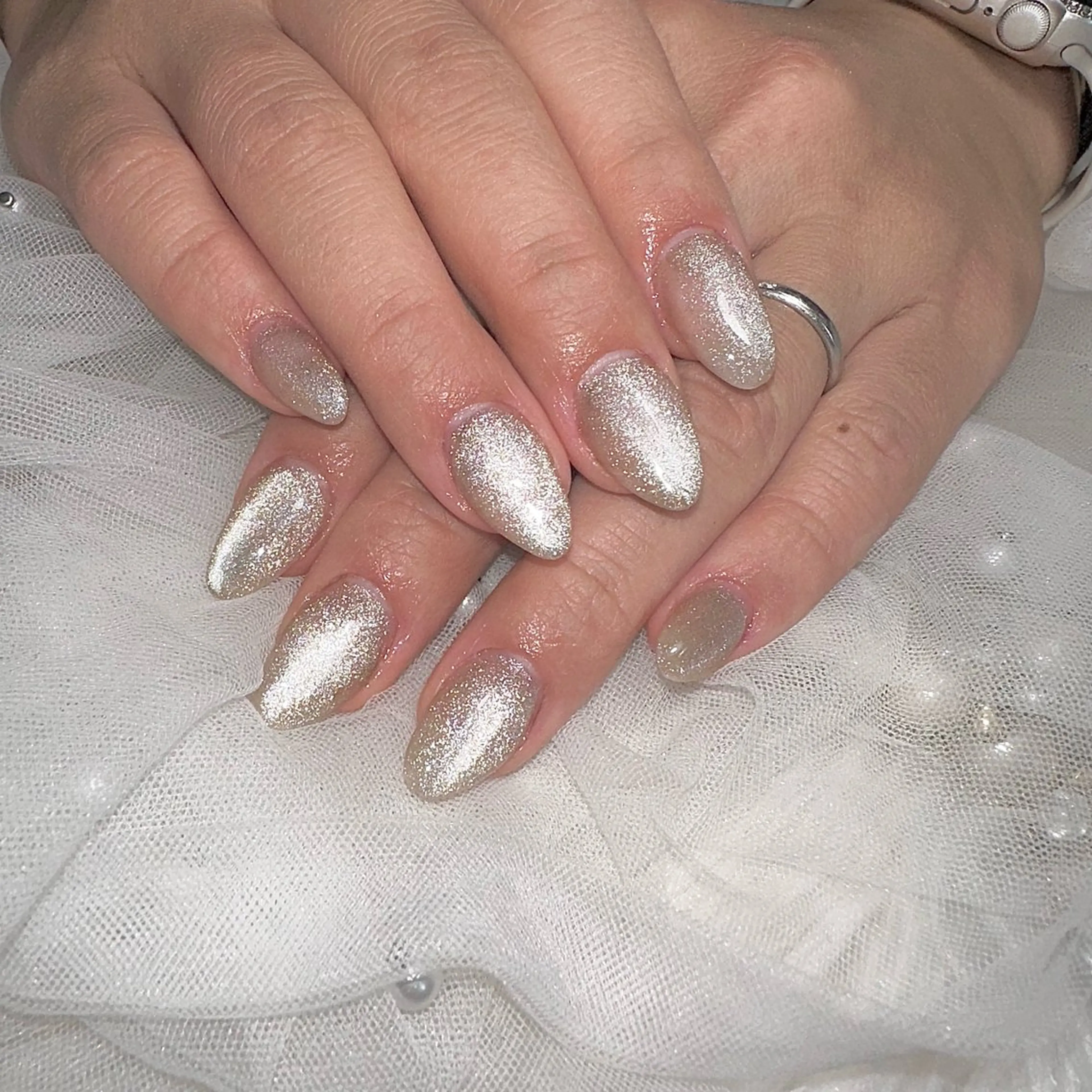 ネイル ラメ(グリッター) マグネットネイル ワンカラーネイル スカルプネイル ショートネイル ハンドネイル Feel♡ JYURIAのネイルデザイン