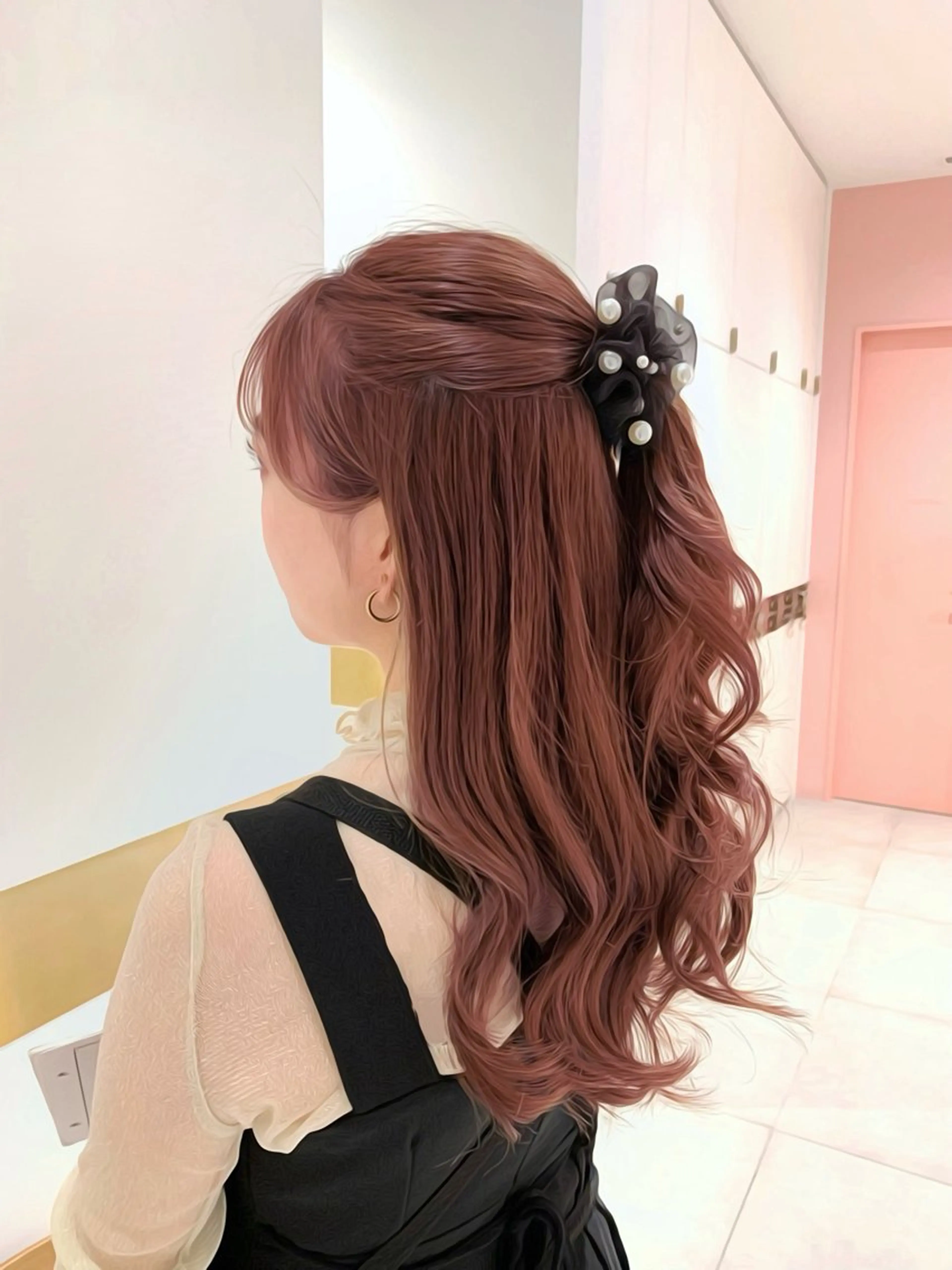 ミディアム カラー カット ヘアカラー トリートメント ヘッドスパ ヘアセット 韓国ヘア/レイヤー/ 顔まわり/りょーとのヘアスタイル