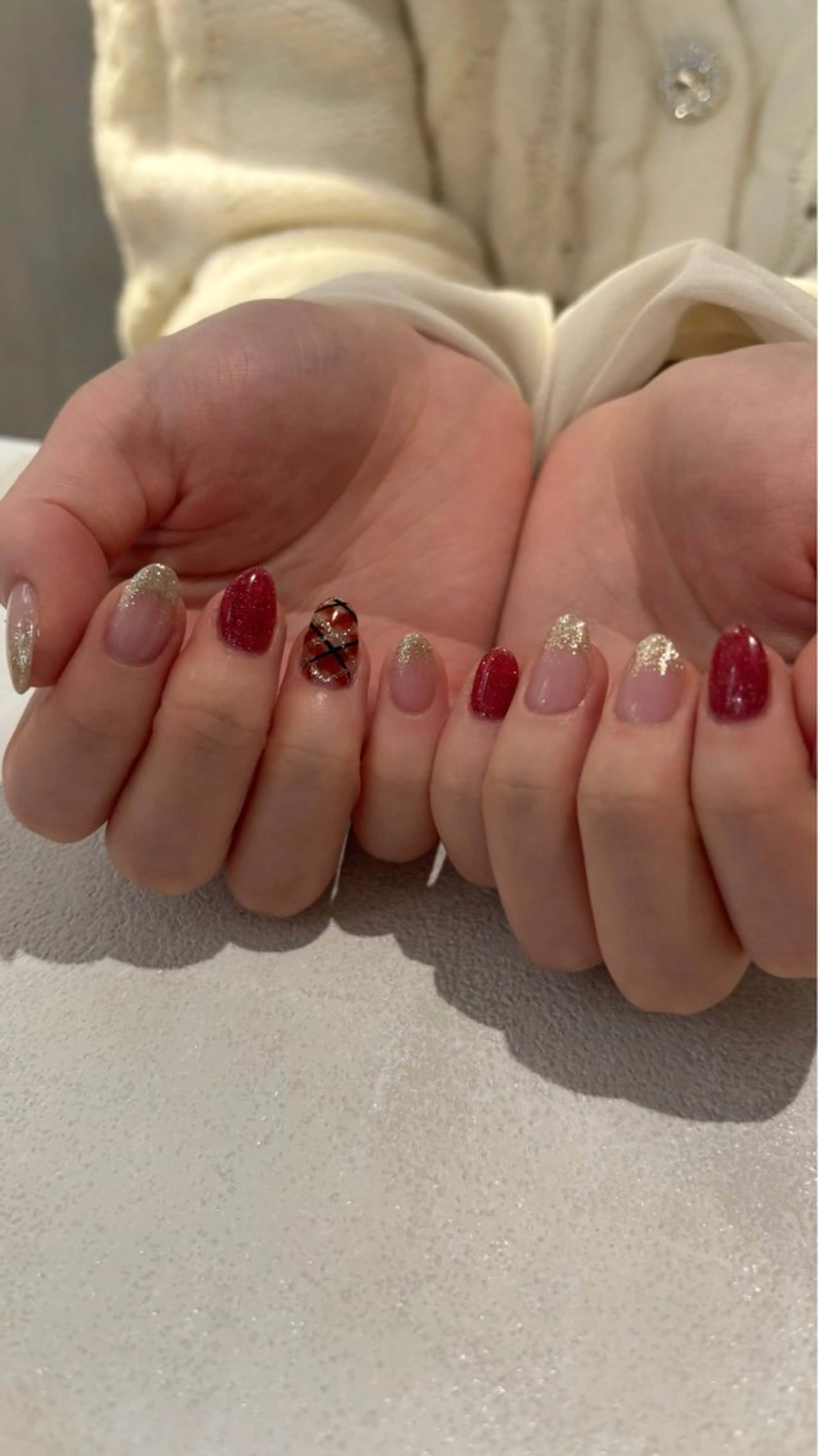 メンズ ネイル ボルドー ハンドネイル 山田 美羽のネイルデザイン