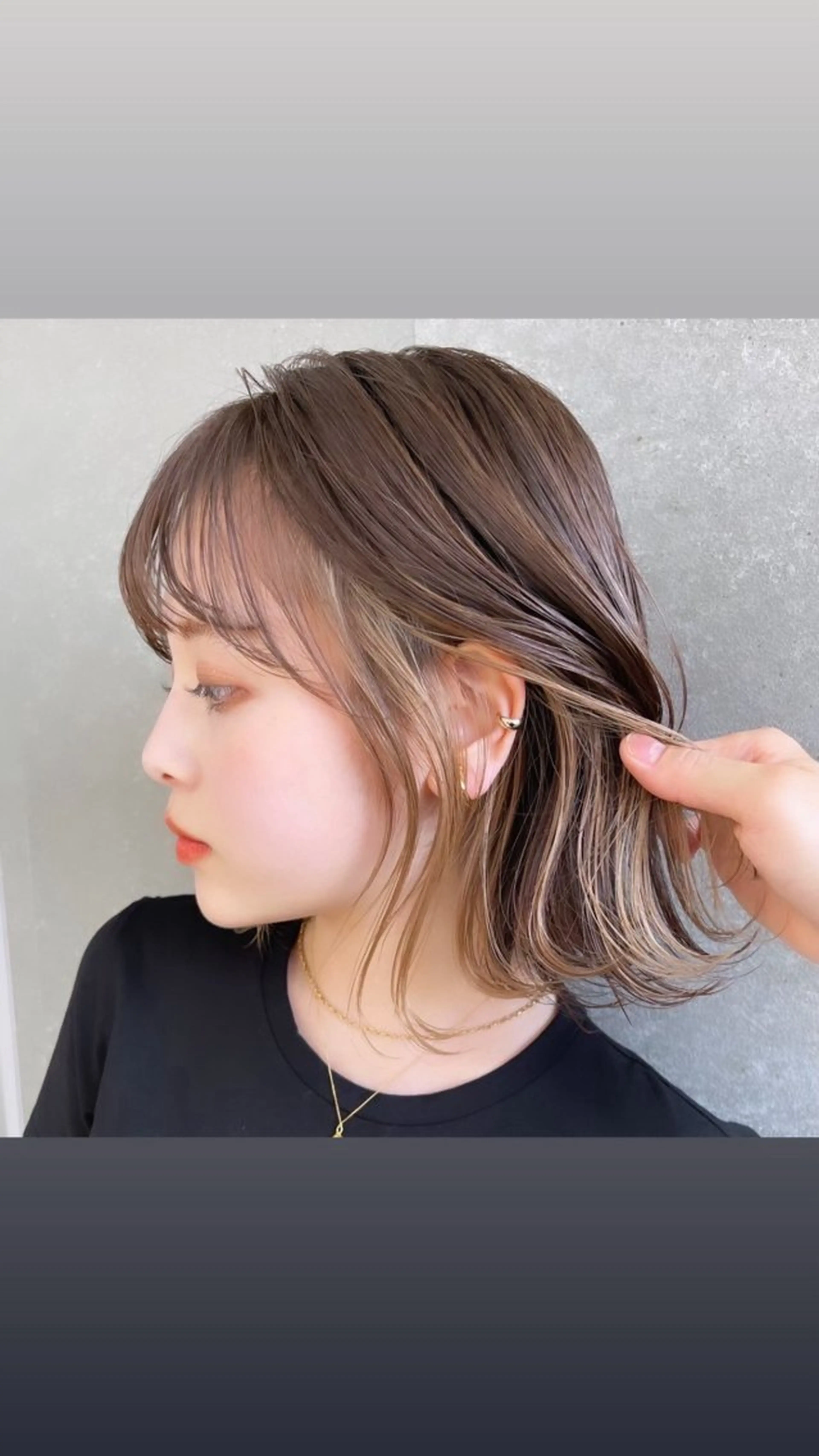 ミディアム カラー 縮毛矯正・似合わせ タナカ レイヤのヘアスタイル