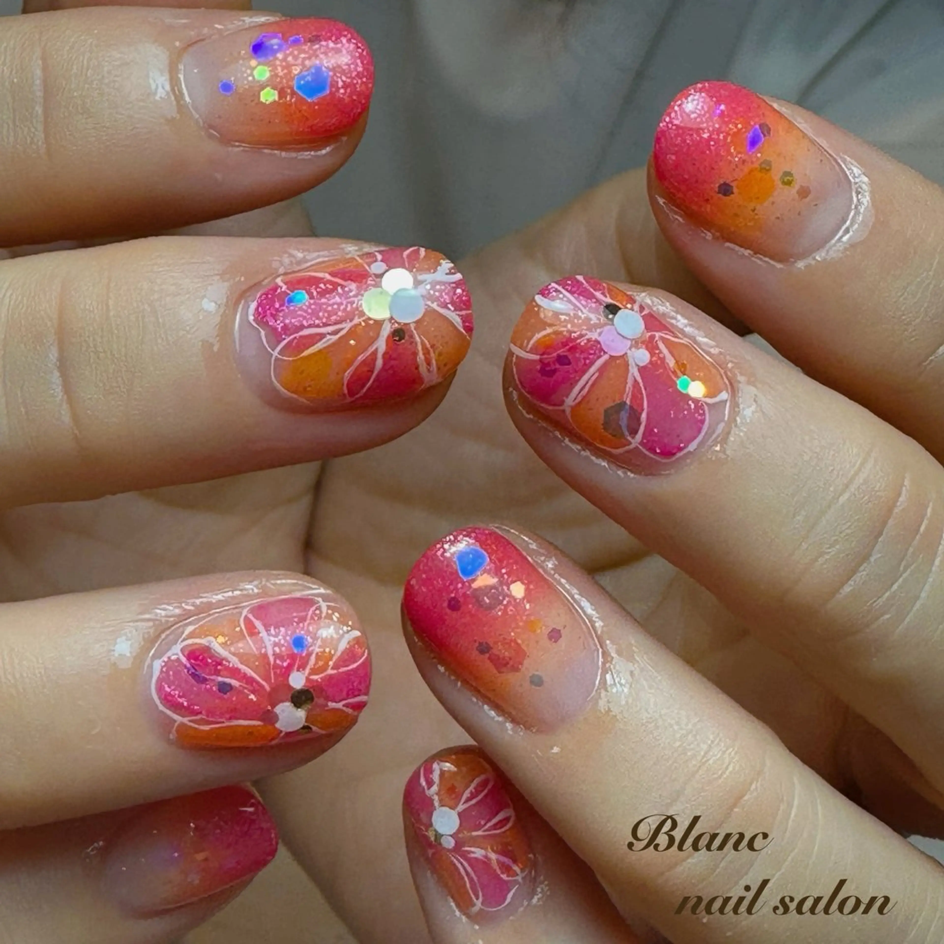 ネイル フラワーネイル ジェルネイル Blanc ブランのネイルデザイン