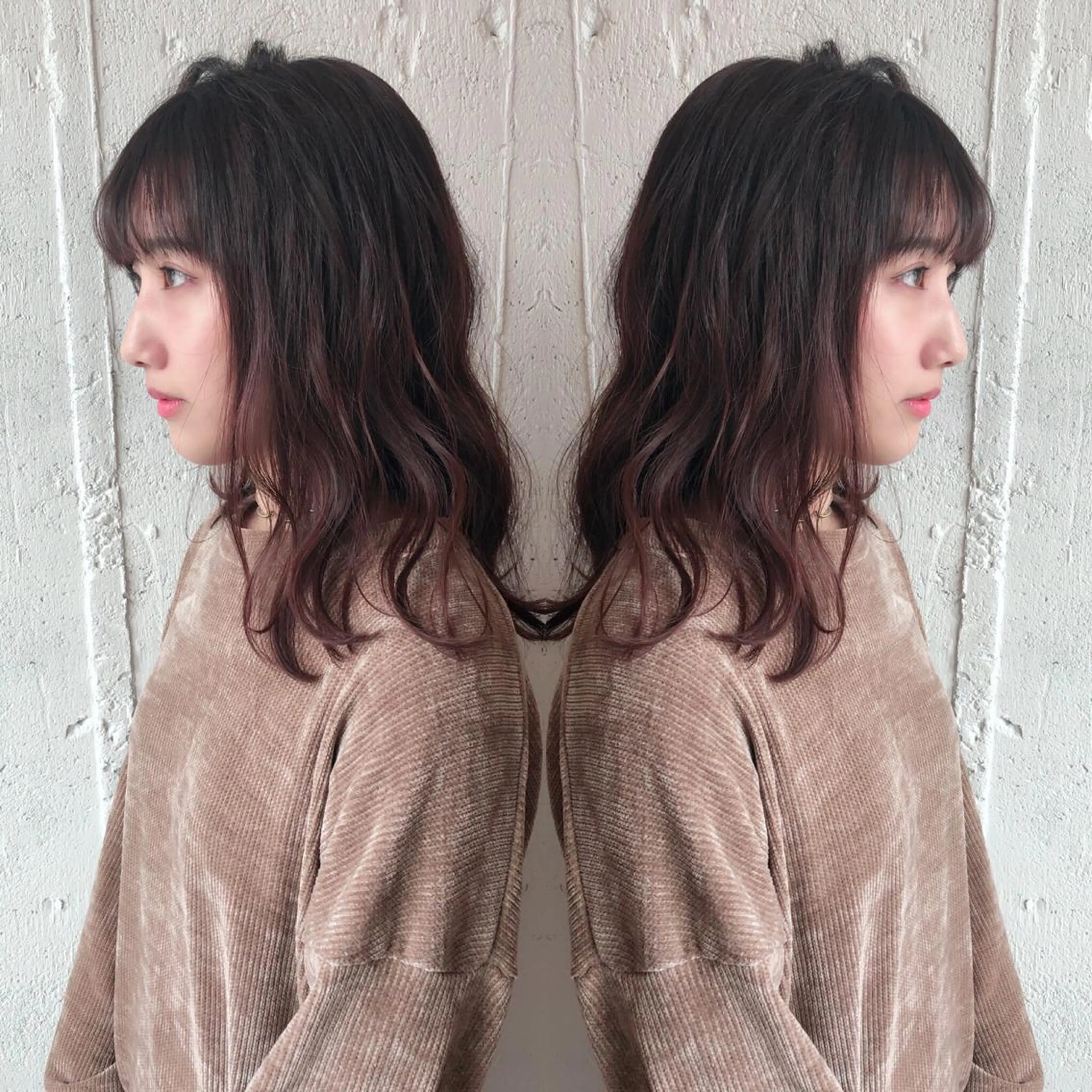 セミロング ヘアカラー トリートメント あらき ちさとのヘアスタイル