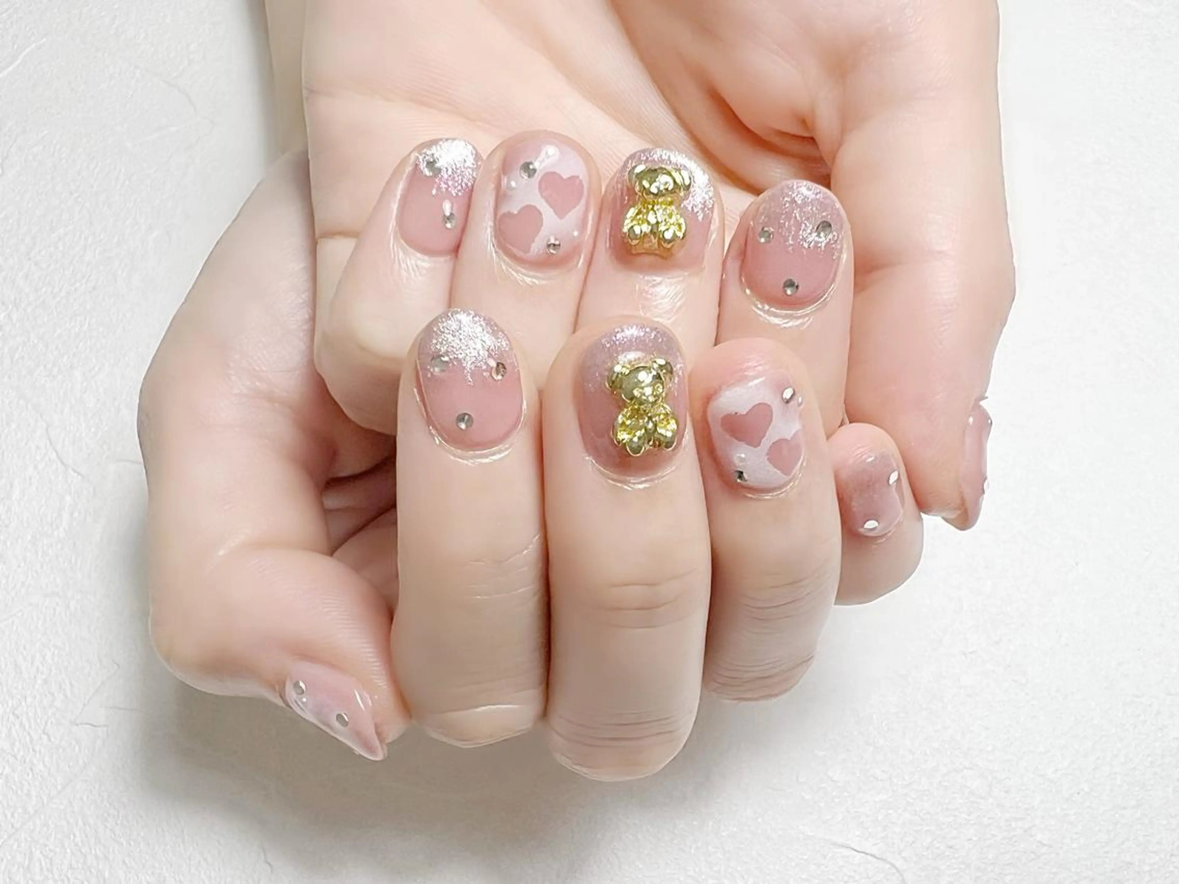 ネイル ガーリー ハート キラキラネイル ピンク rouse nail RISATOのネイルデザイン