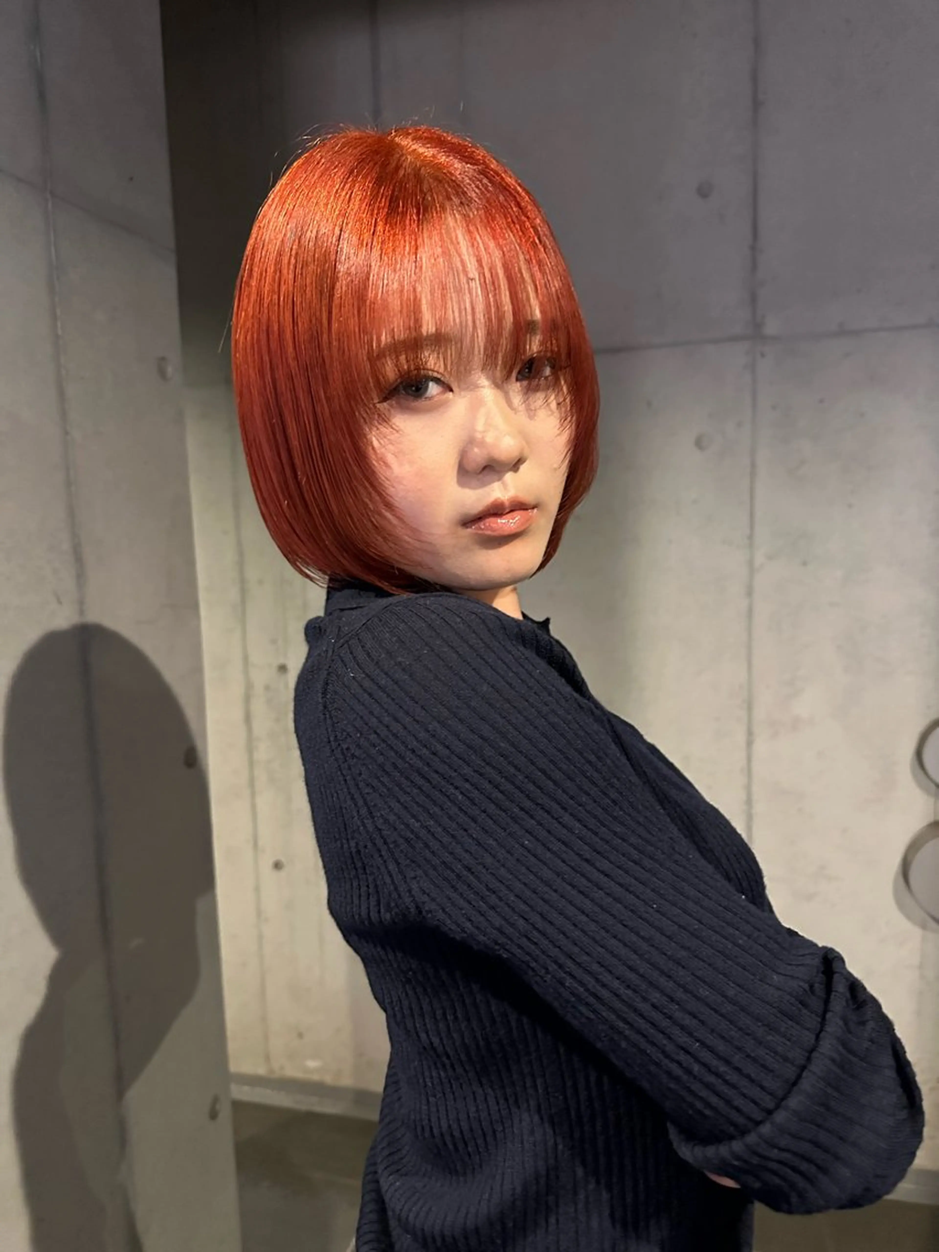 ショート カラー ボブレイヤー オレンジ ボブ 顔まわりレイヤー レイヤーカット カット ヘアカラー 似合わせウルフ/ レイヤー/山本祐輔のヘアスタイル