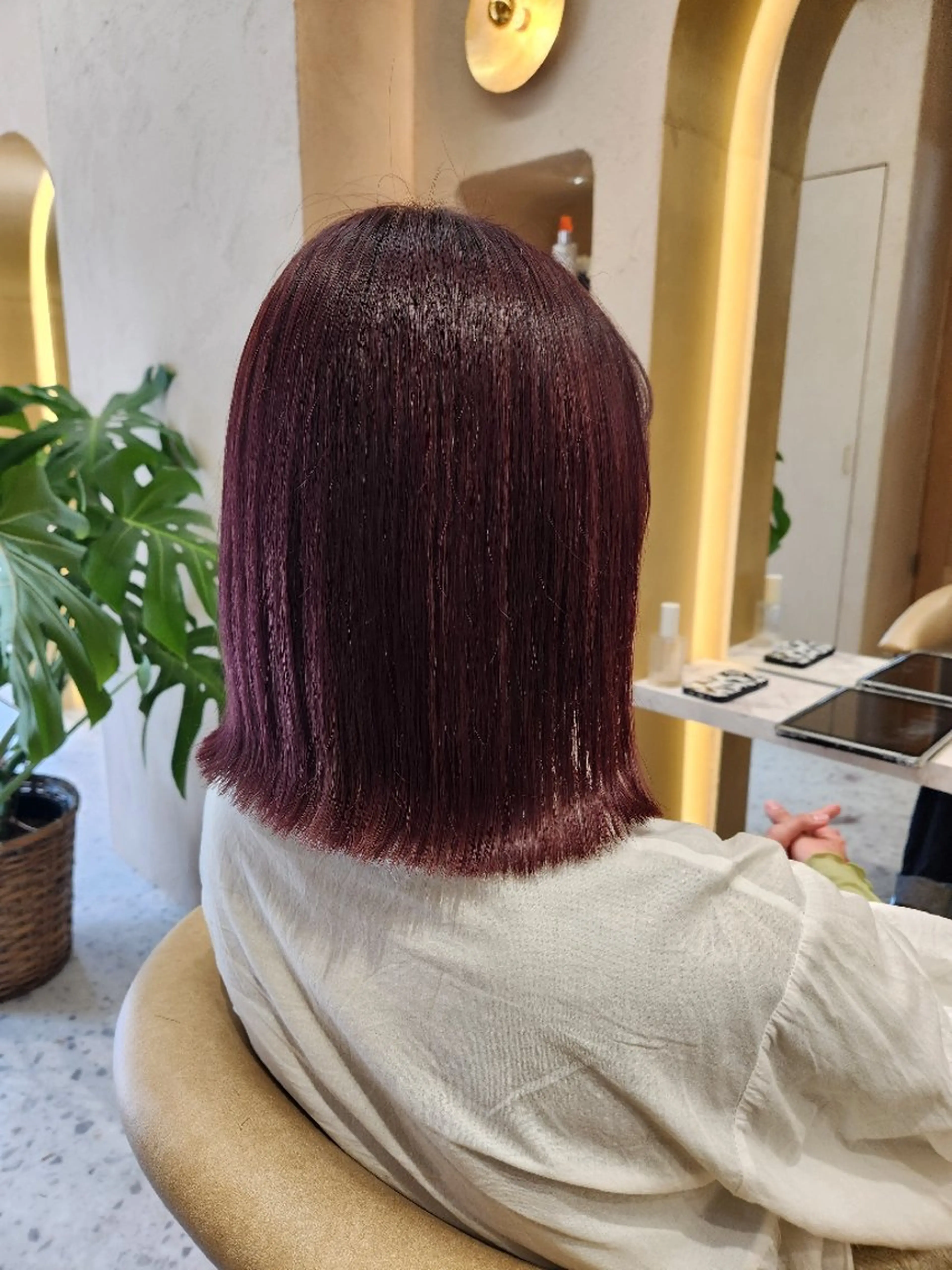 ミディアム カラー あかね☆ヘアアレンジ /ボブ/縮毛矯正のヘアスタイル