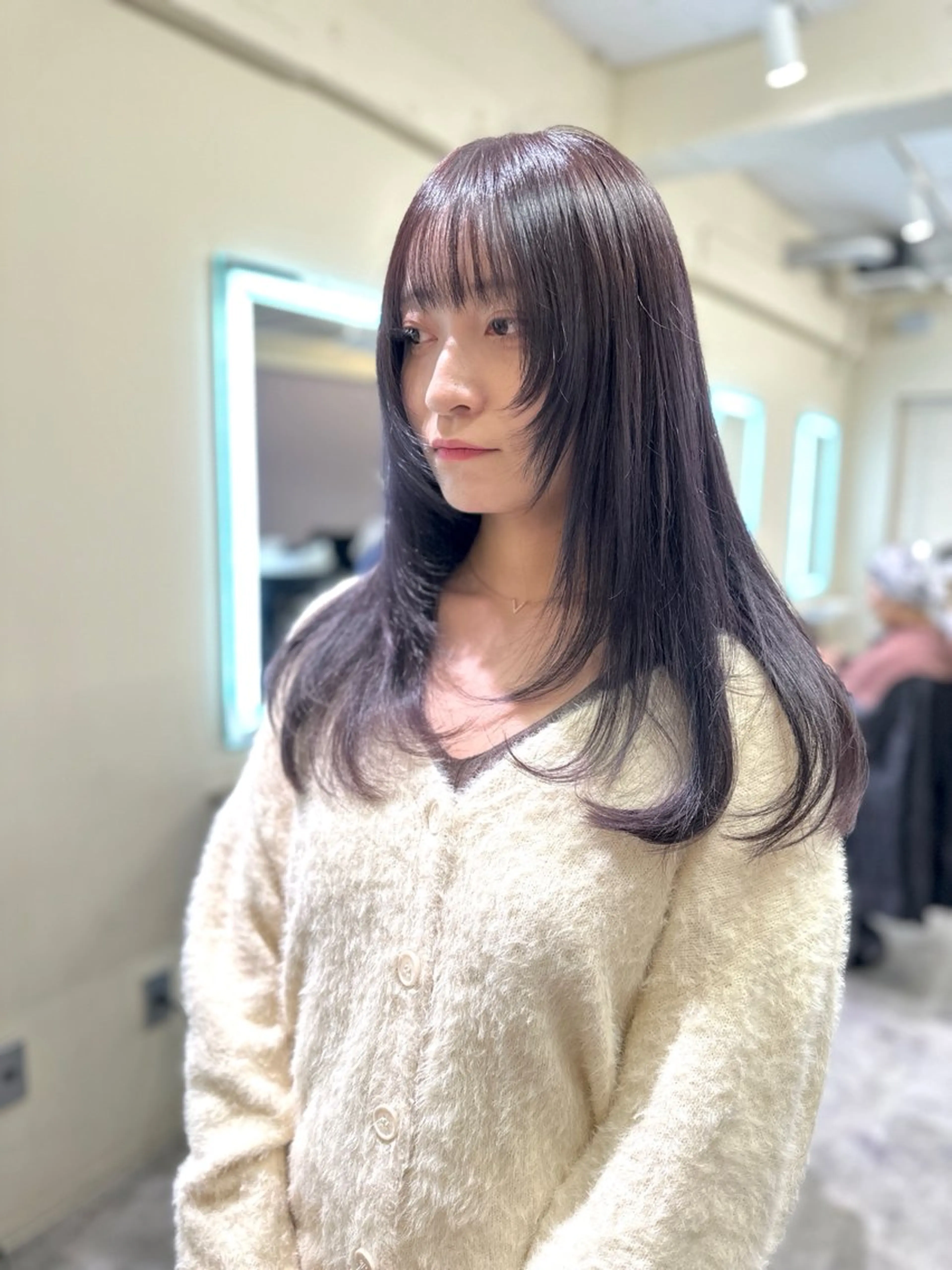 セミロング カラー アディクシーカラー バレイヤージュ ブリーチ デザインカラー ダブルカラー カット ヘアカラー トリートメント opus 店長大和 レイヤー/赤み消しのヘアスタイル