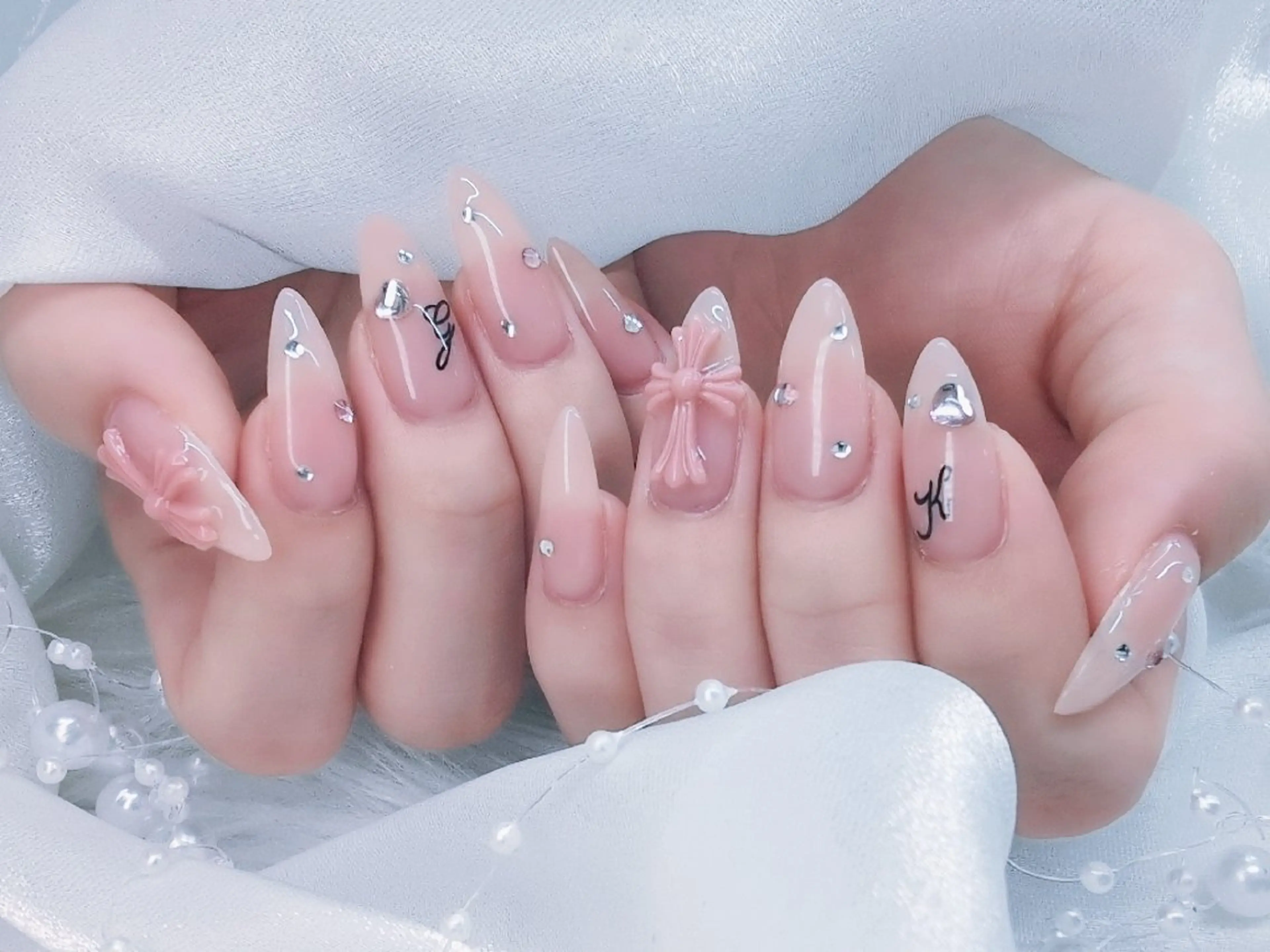 ネイル チークネイル 長さ出し フラッシュネイル フレンチネイル ジェルネイル Chouette Nailのネイルデザイン