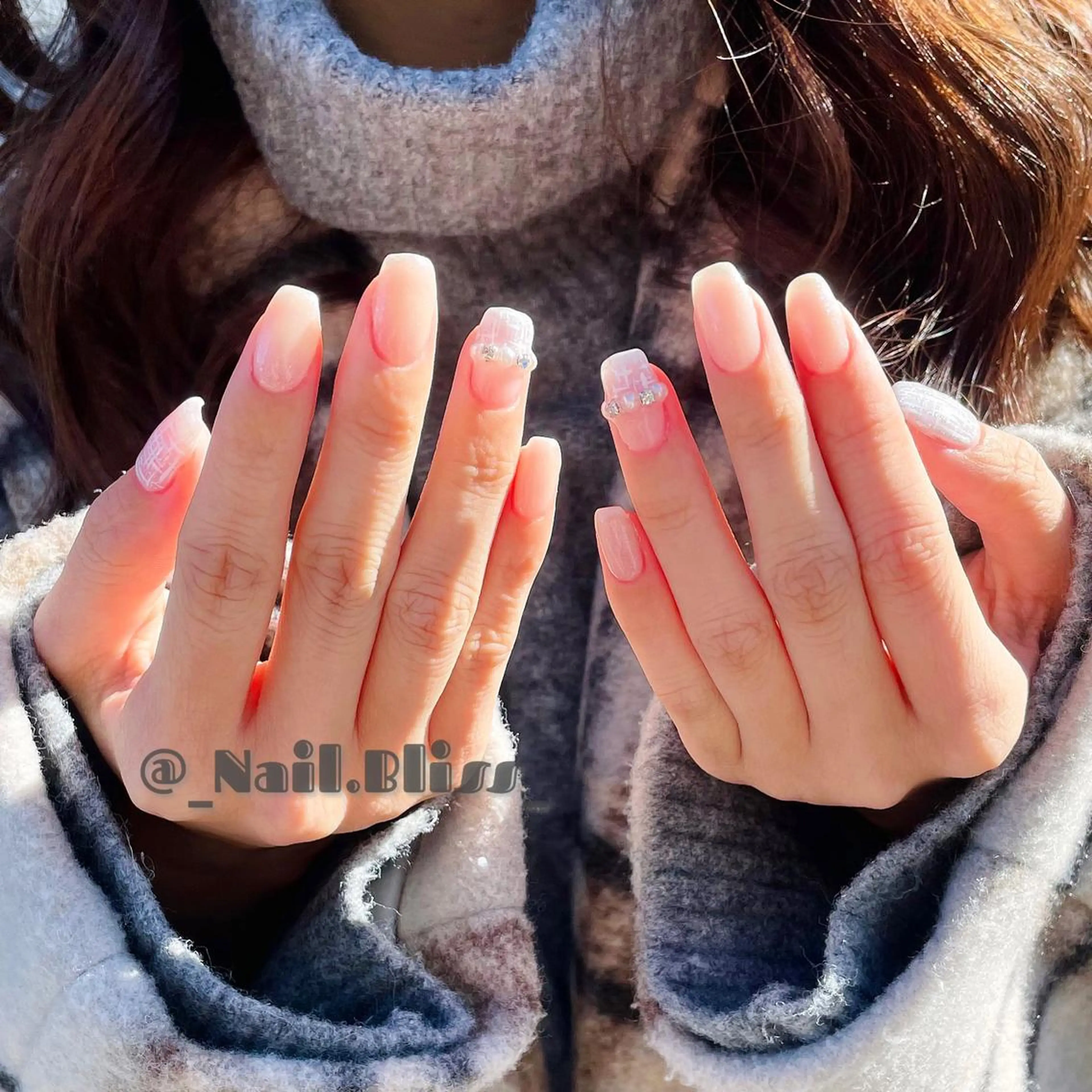 ネイル シンプルネイル ツイードネイル ハンドネイル NAIL BLISSのネイルデザイン