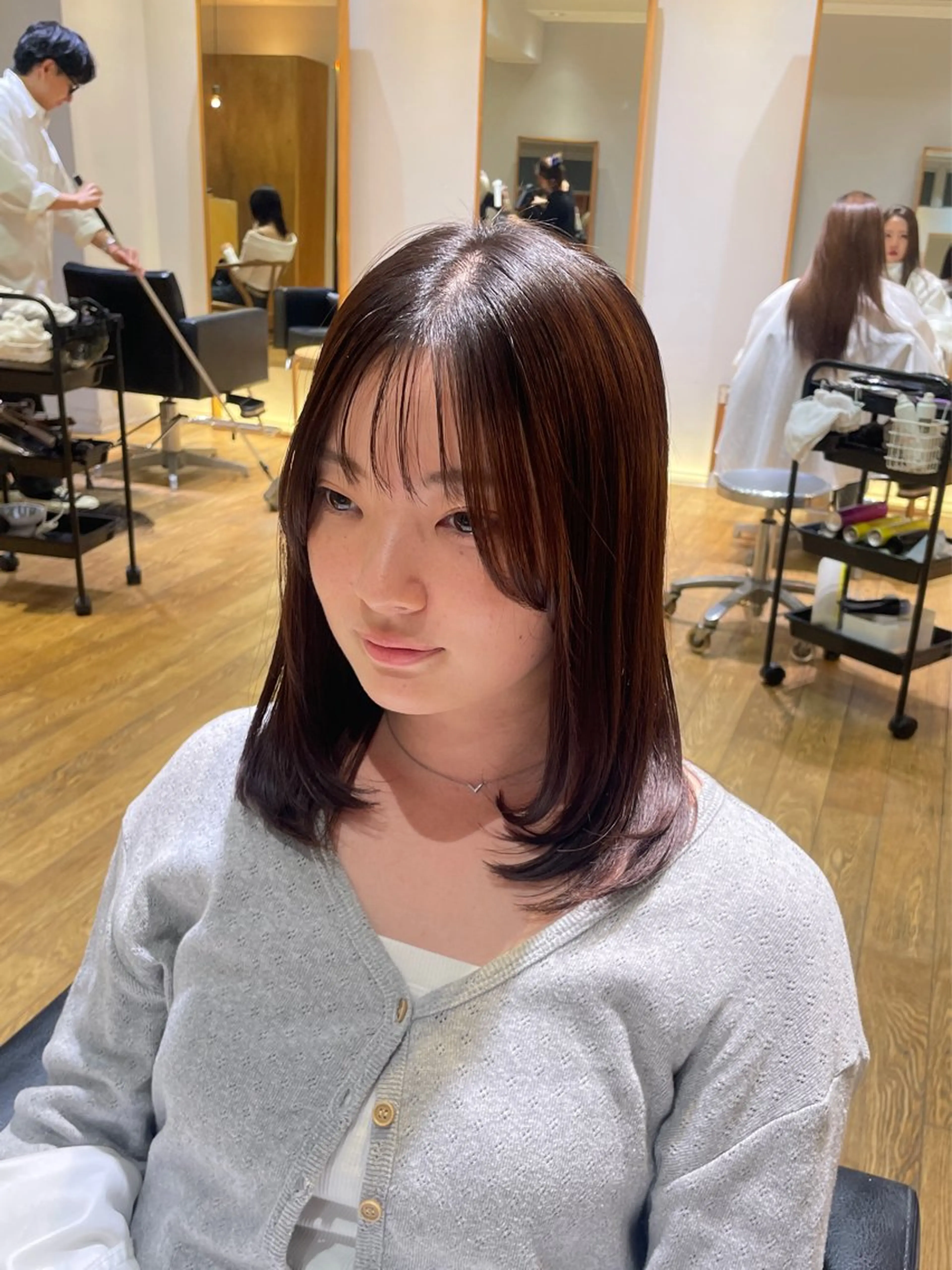 ミディアム パーマ 縮毛矯正 縮毛矯正 縮毛矯正/レイヤー 🌙児玉光瑠のヘアスタイル