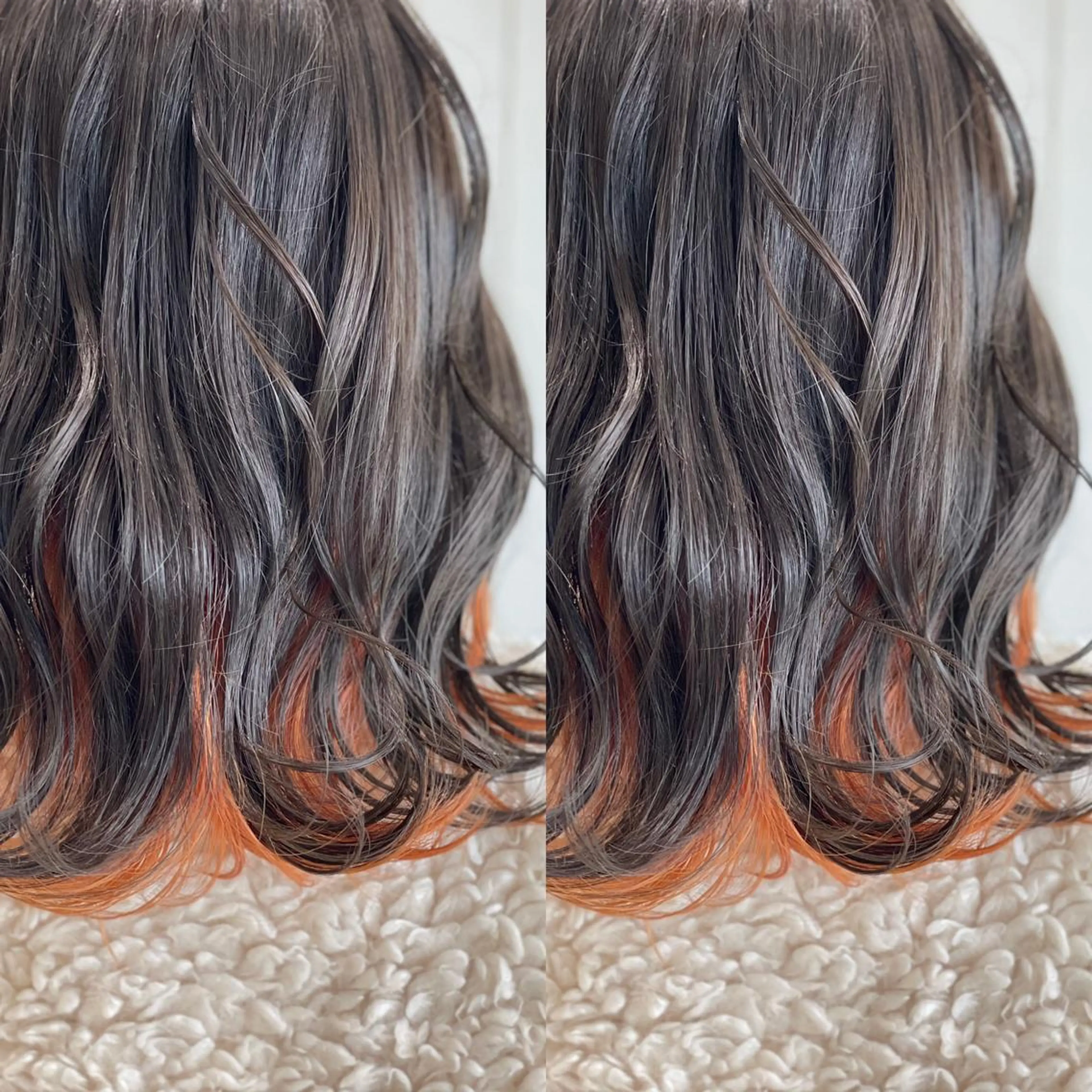 セミロング カラー インナーカラー オレンジ Snaly カラー特化ページのヘアスタイル