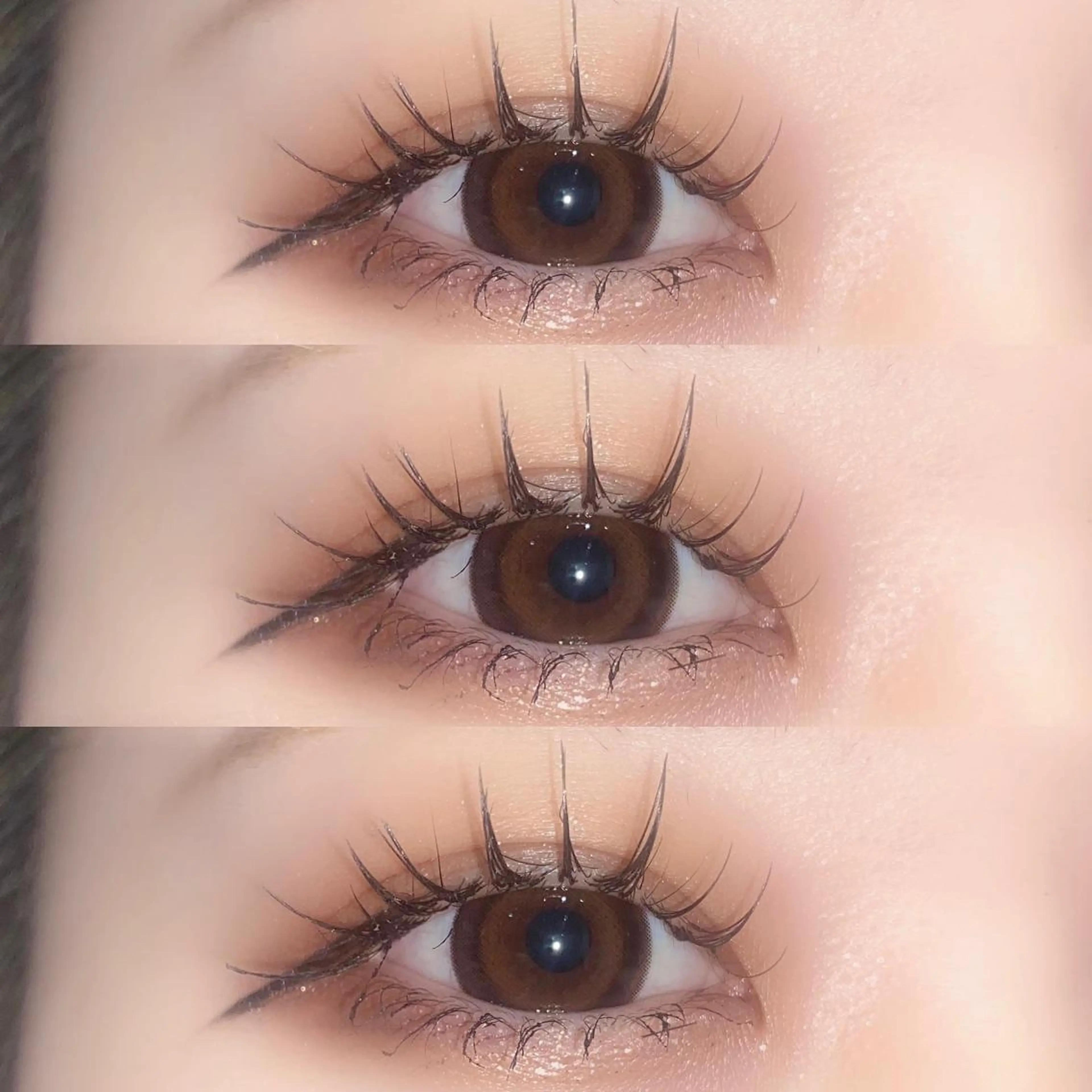 マツエク・マツパ 束感まつ毛 フラットラッシュ 韓国風マツエク パリジェンヌラッシュリフト ボリュームラッシュ 肌に馴染むハイトーン /ミルクティーカラーのヘアスタイル