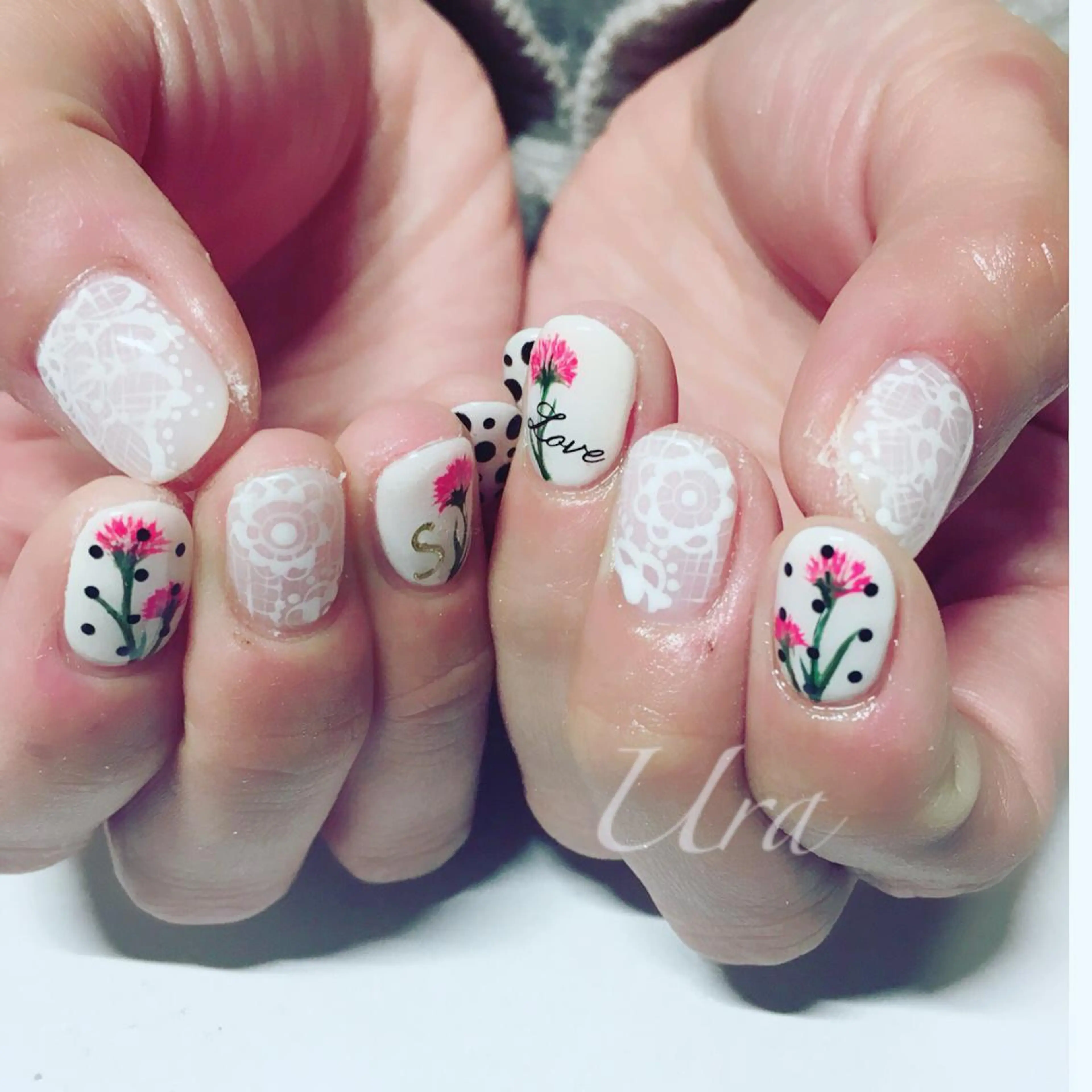 ネイル アートネイル フラワーネイル レース UrakoNail 《nail》のネイルデザイン