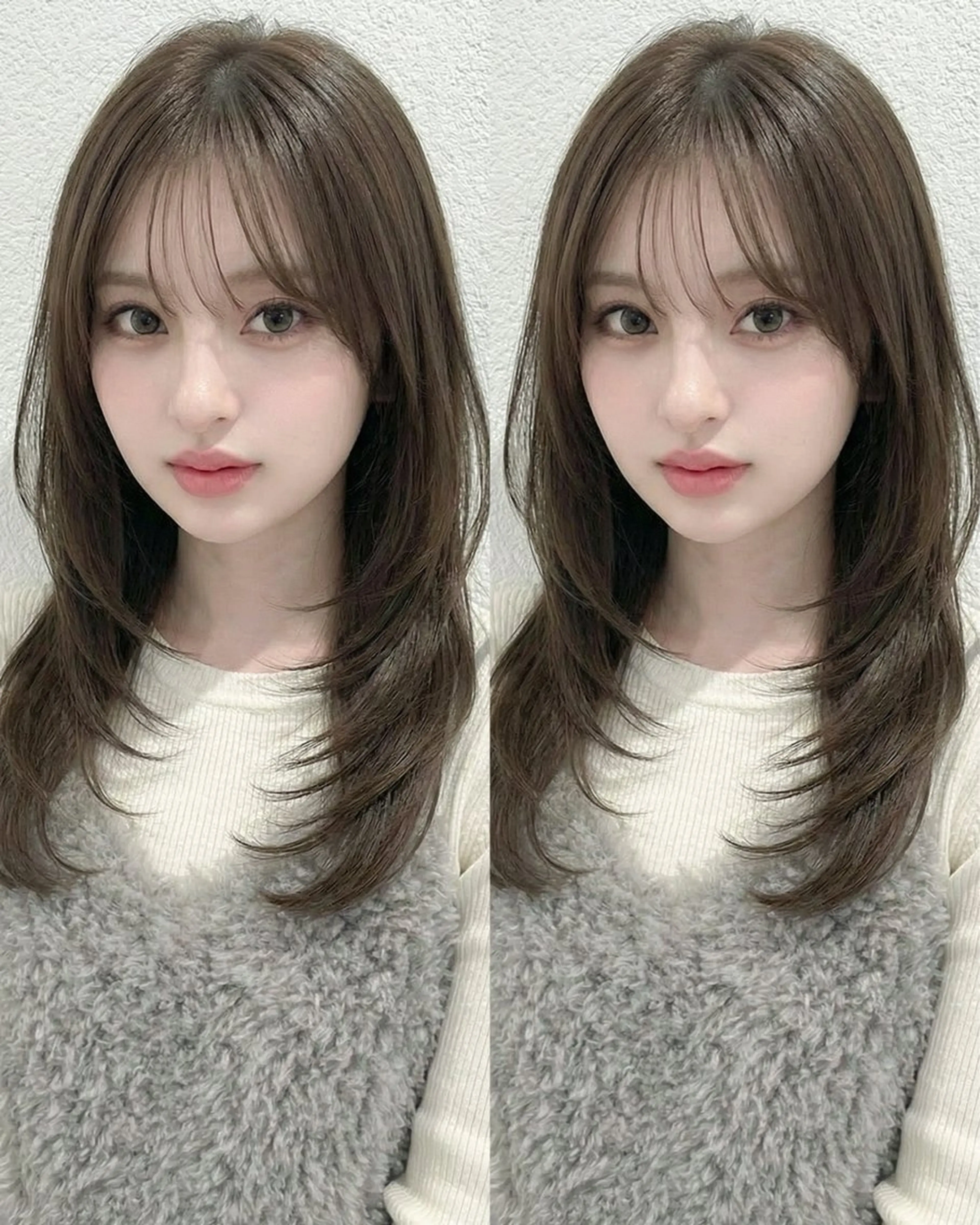 セミロング カラー カット ヘアカラー トリートメント 小顔見え韓国レイヤー 🫧🤍ユウキのヘアスタイル
