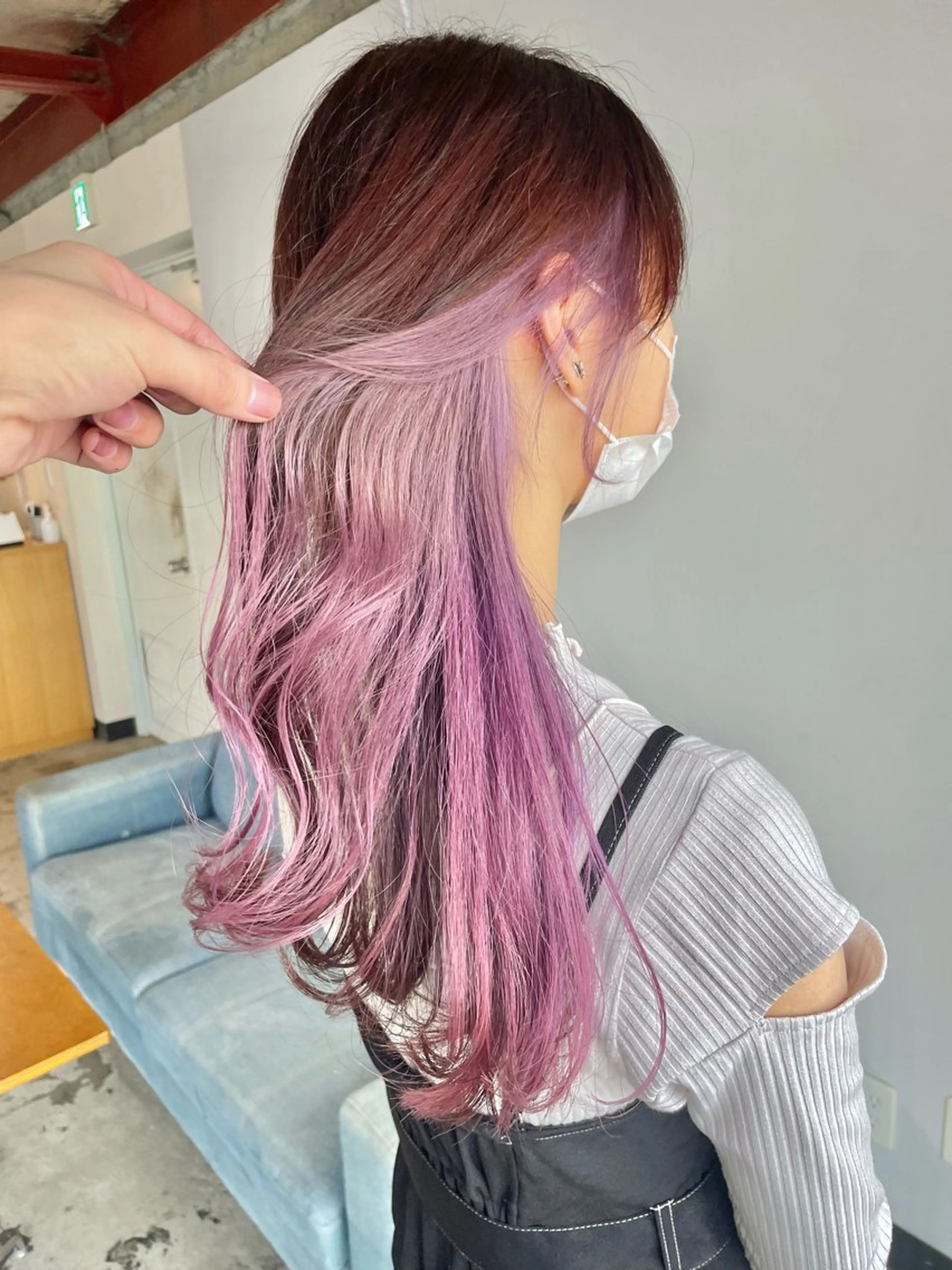セミロング カラー ベージュカラー イヤリングカラー インナーカラー ボブ ボブインナー La fith hair ray所属・メンズ/パーマ/ ブリーチ/KAITOのヘアスタイル