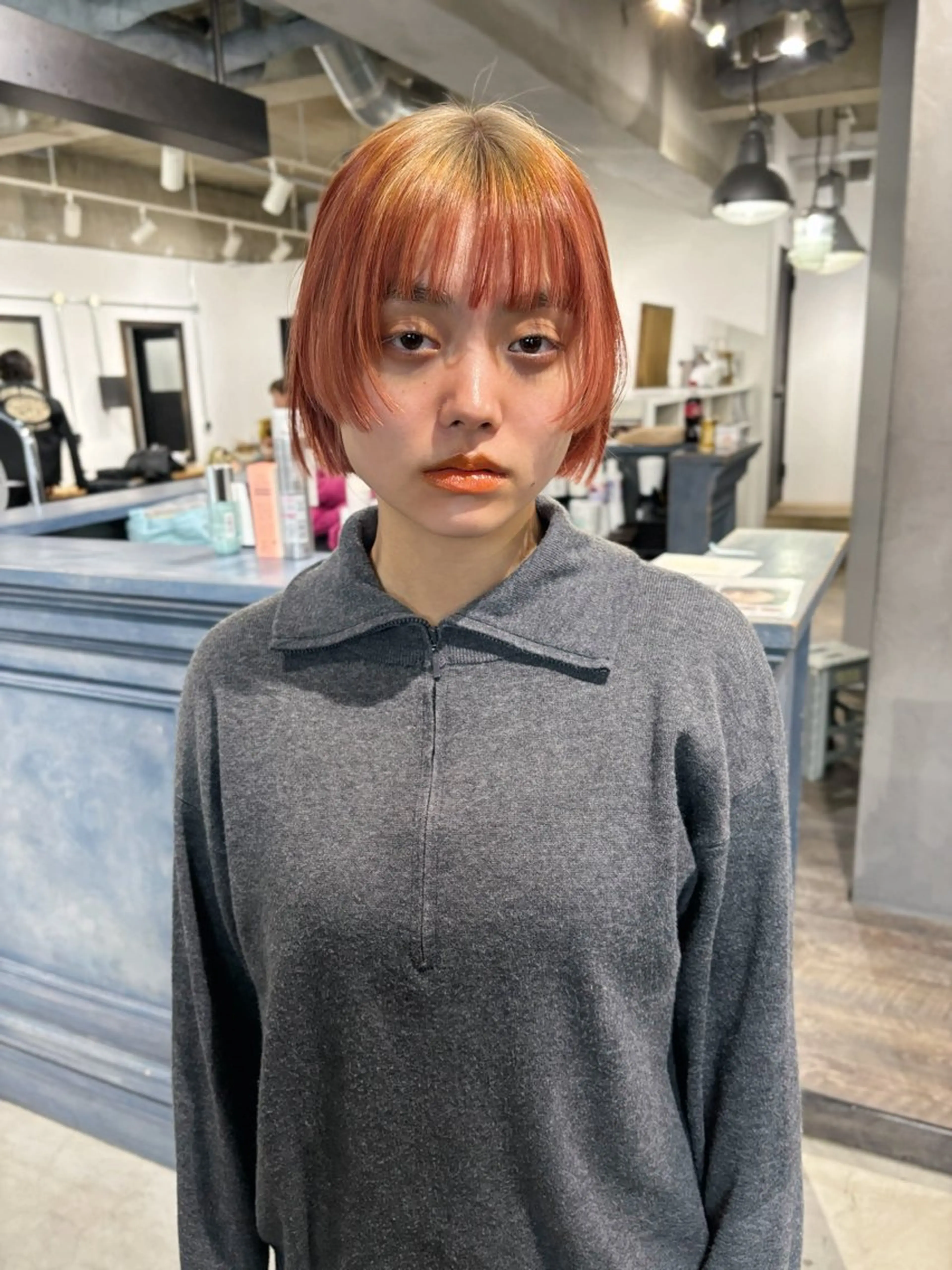 ショート カラー デザインカラー ボブ 顔周りカット デザインパーマ 藤田和樹のヘアスタイル