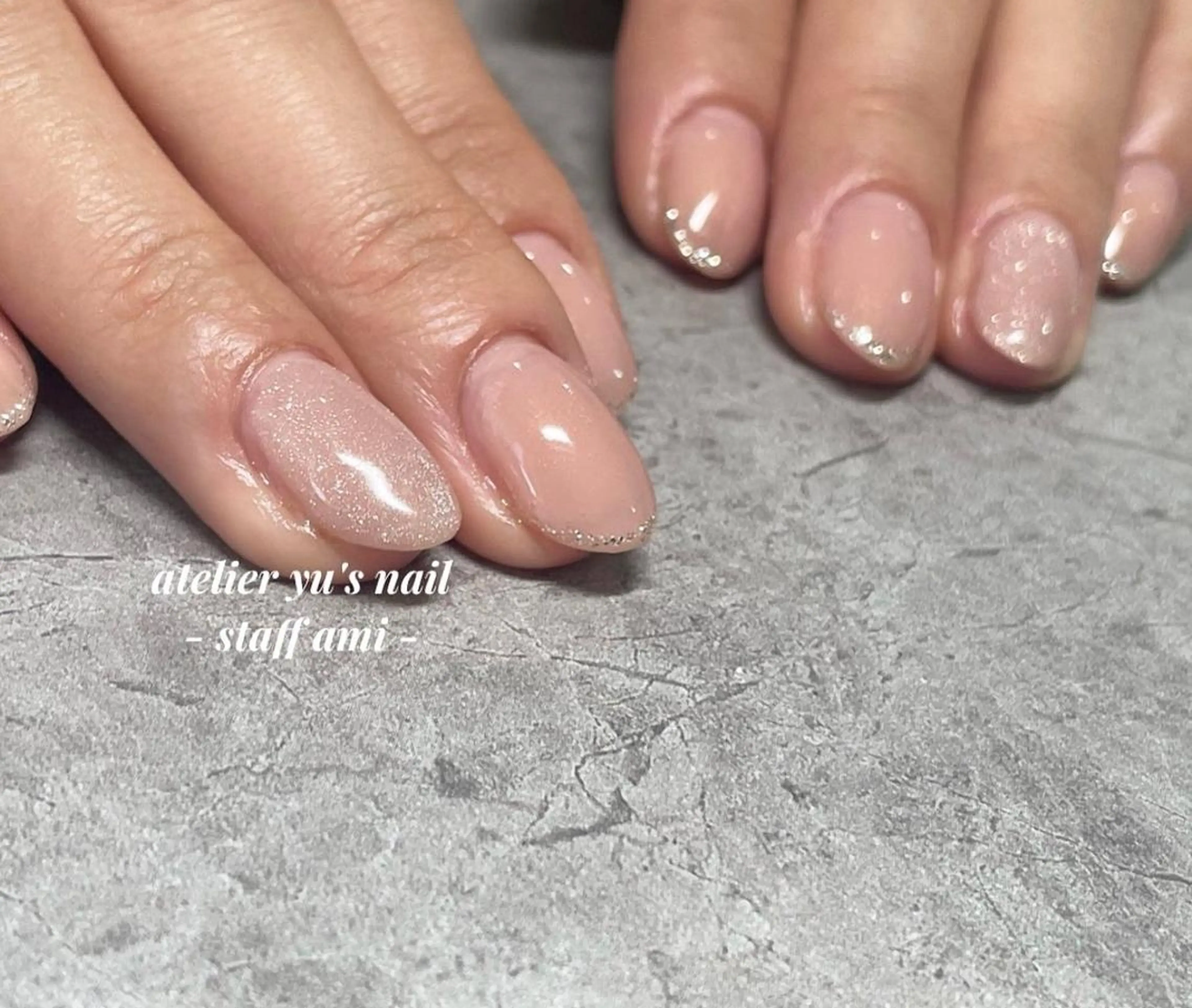 ネイル ラメ(グリッター) マグネットネイル ピンク ピンクベージュ ハンドネイル ハンドケア atelier yu's nailのネイルデザイン