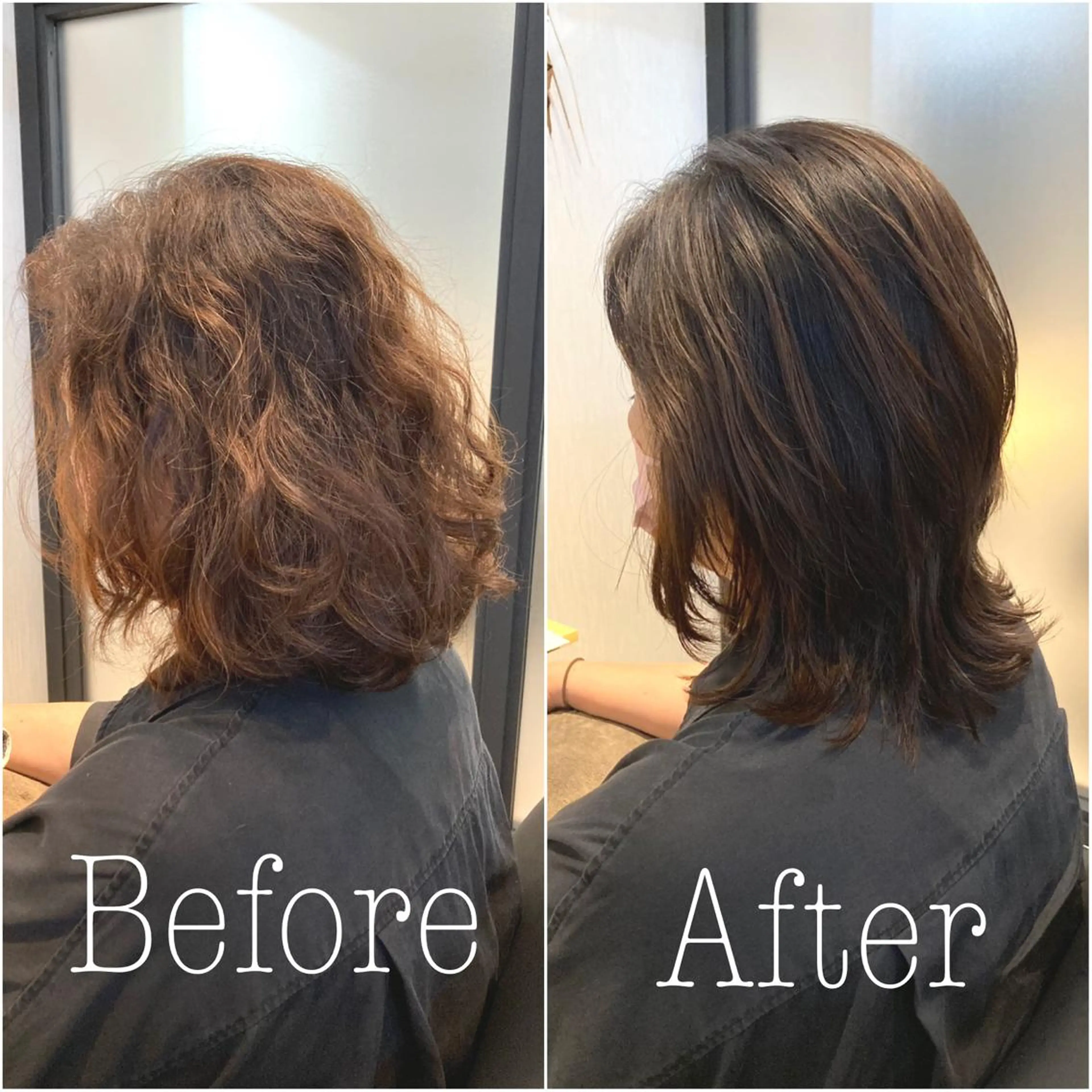 ミディアム カット 縮毛矯正 トリートメント ヘッドスパ Holidays sharesaronのヘアスタイル