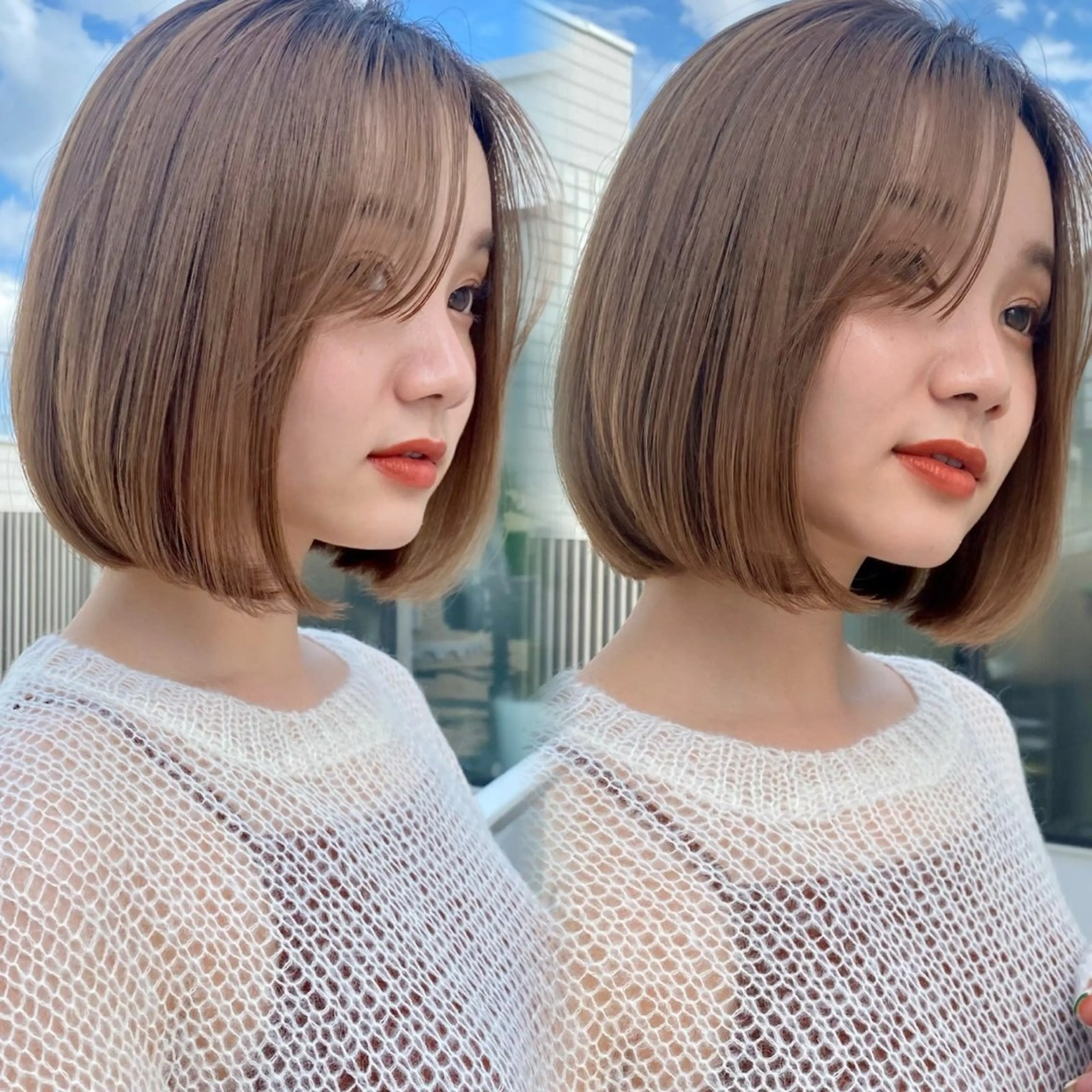 ショート カラー 切りっぱなしボブ 透明感カラー ボブ トリートメント ヘアカラー トリートメント ボブ/縮毛矯正/レイ ヤー♡Natsukiのヘアスタイル