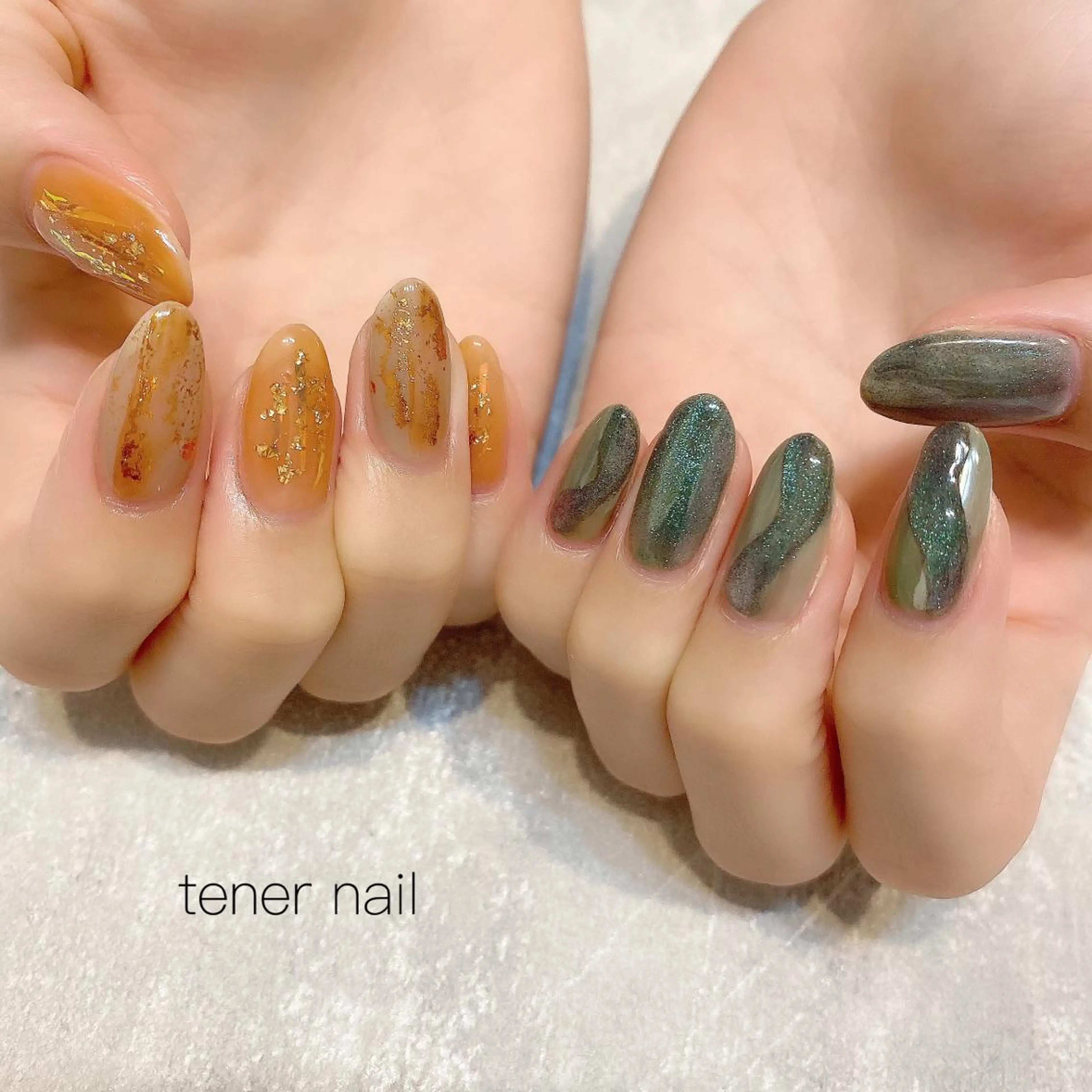 ネイル ブラウン オレンジ テネルネイル tener nailのネイルデザイン
