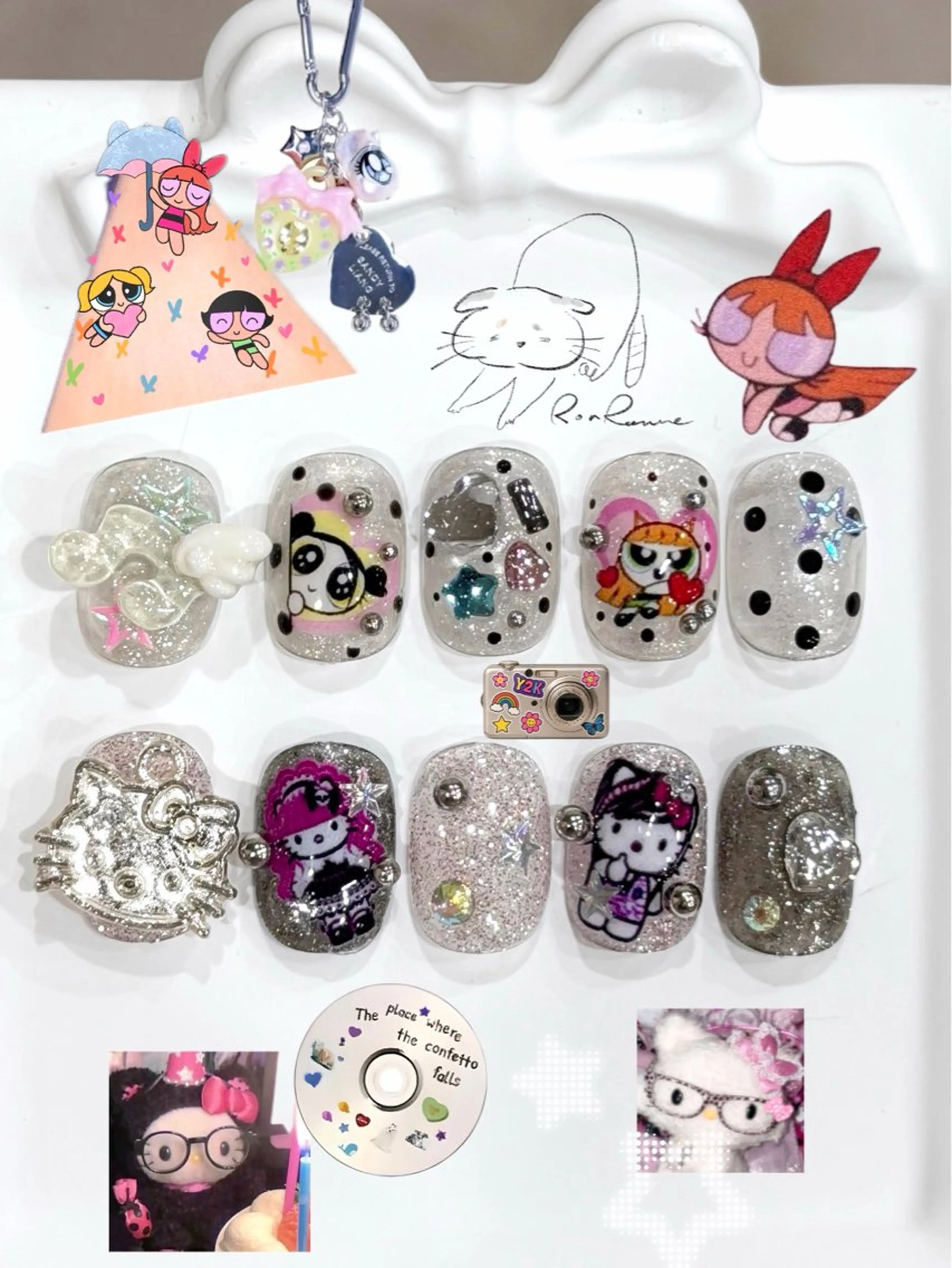 ネイル オーロラネイル 長さ出し フレンチネイル ジェルネイル ミラーネイル ハンドネイル ronronne .のネイルデザイン