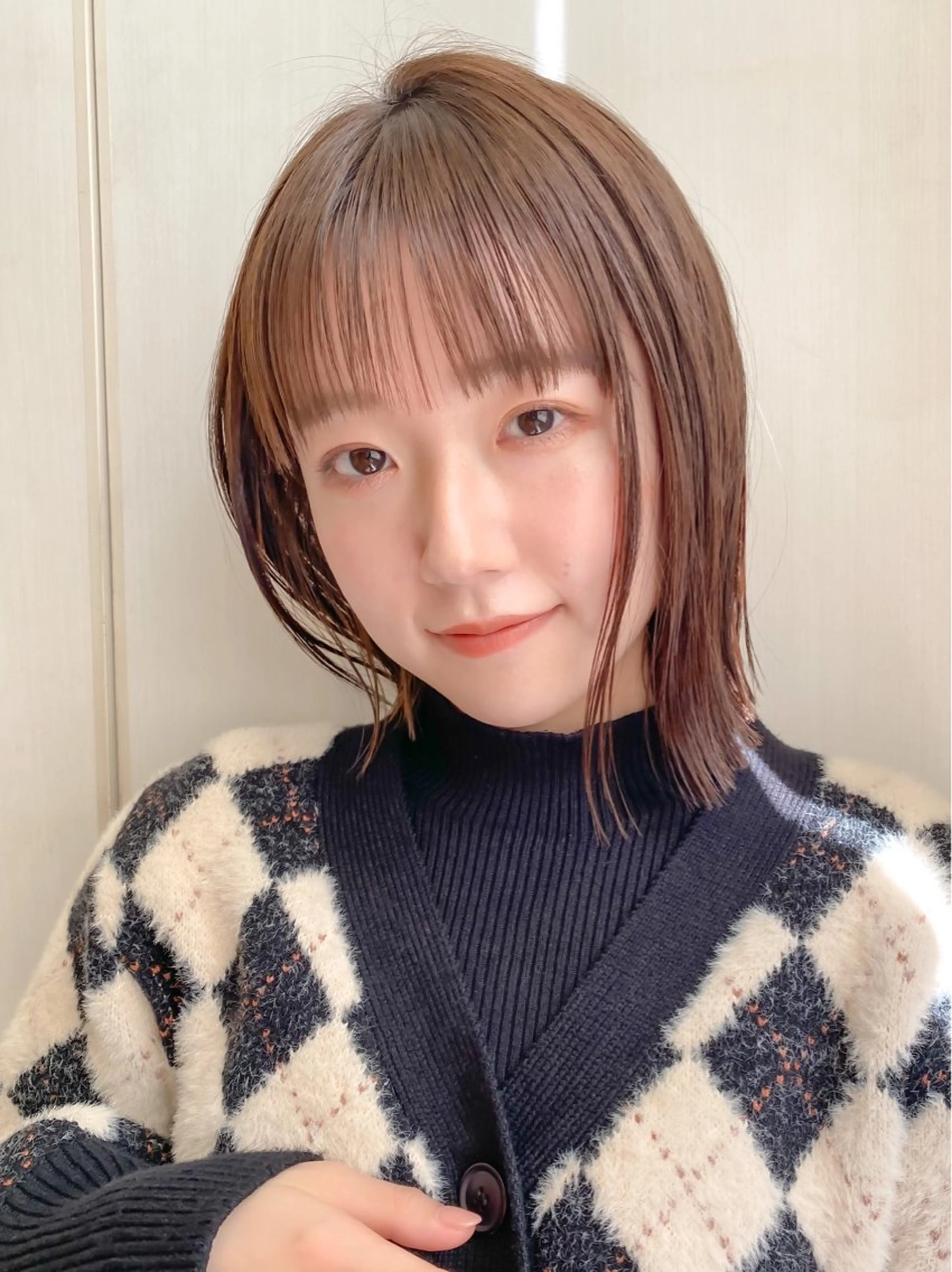 ミディアム カット ヘアカラー トリートメント ボブ/縮毛矯正 髪質改善/もえるのヘアスタイル