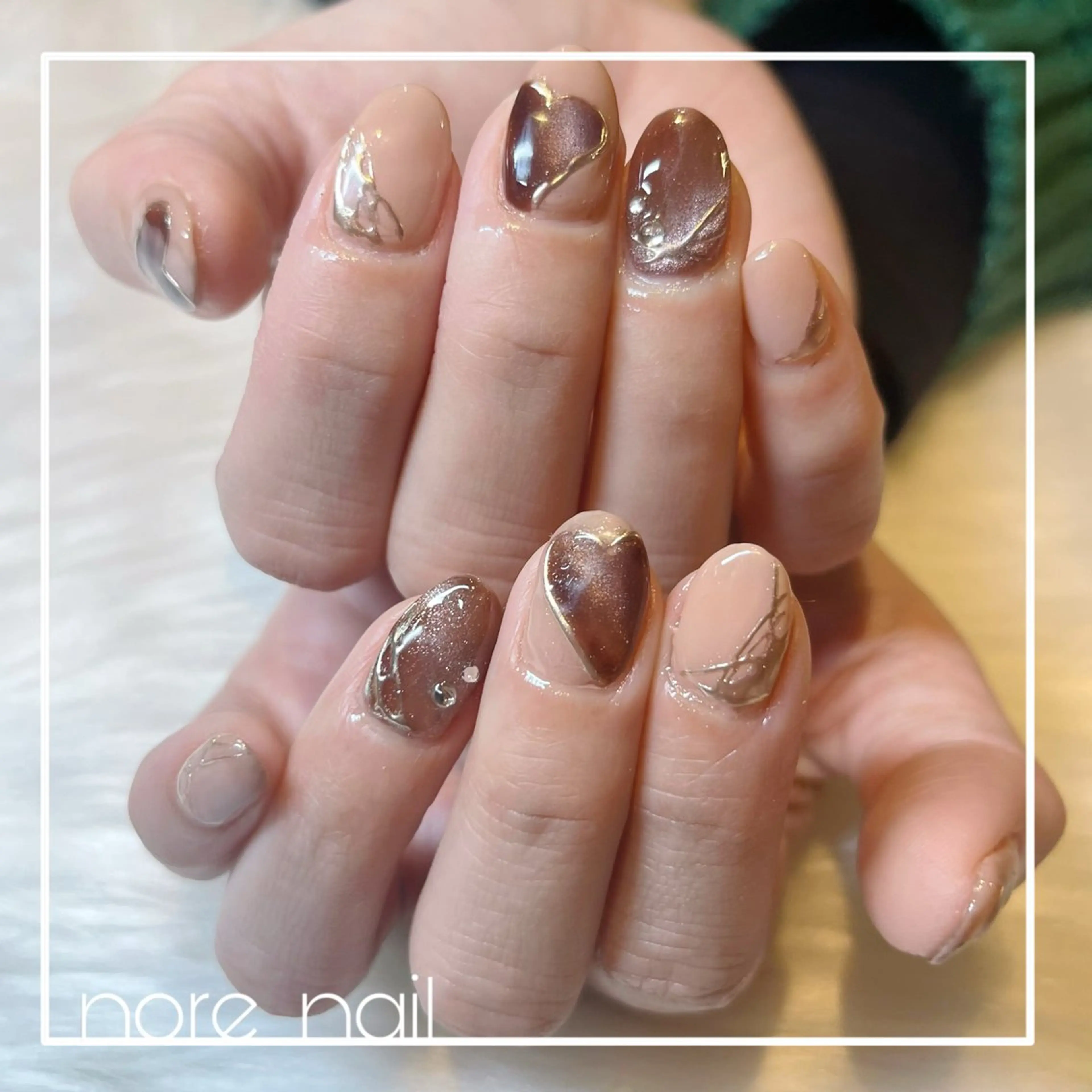 ネイル マグネットネイル 持ち込み バレンタイン ハンドネイル nore nailのネイルデザイン