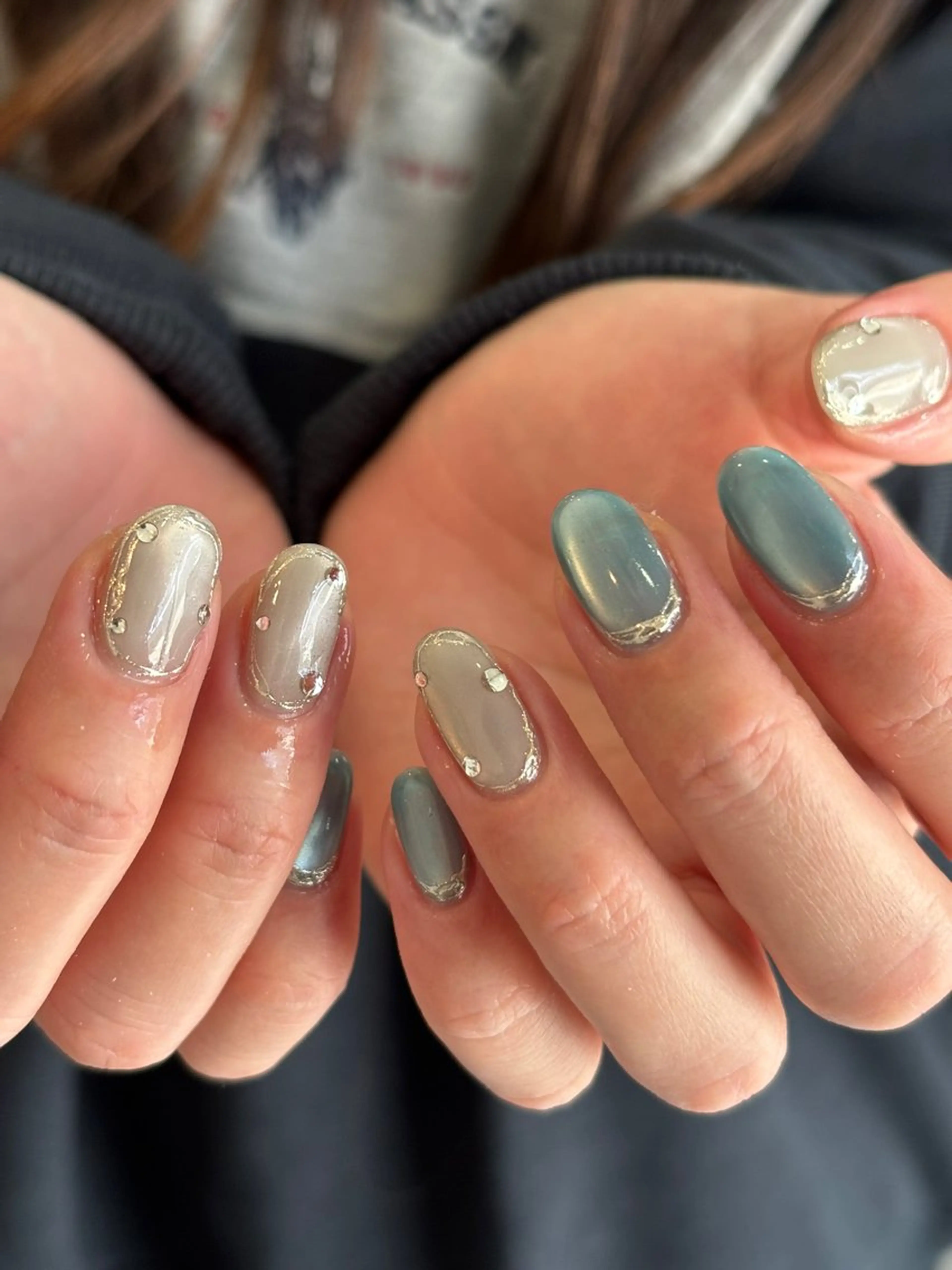 ネイル マグネットネイル ミラーネイル ハンドネイル charme nailのネイルデザイン