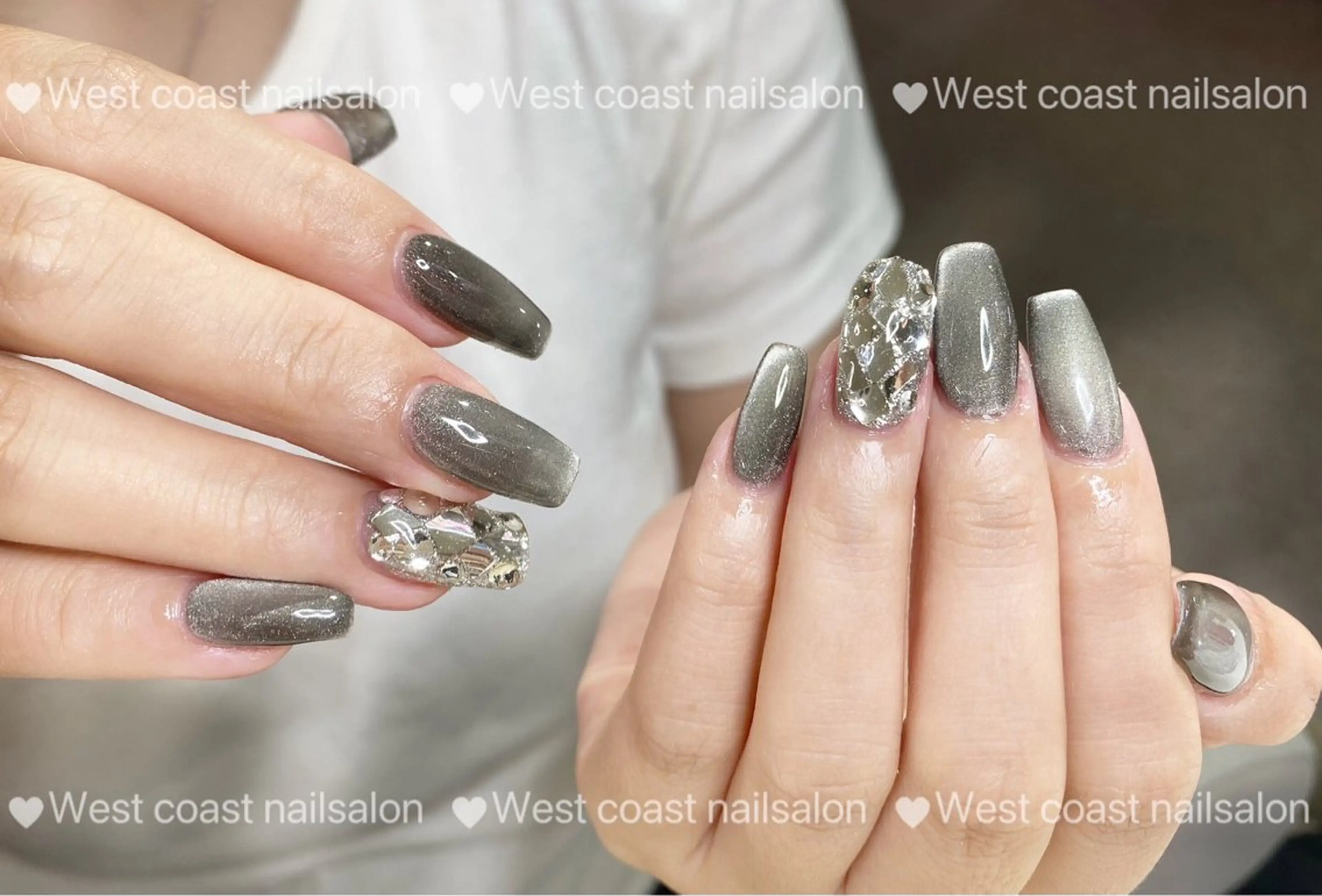 ネイル ハンドネイル リボン、ガーリー パーツ放題専門店のネイルデザイン